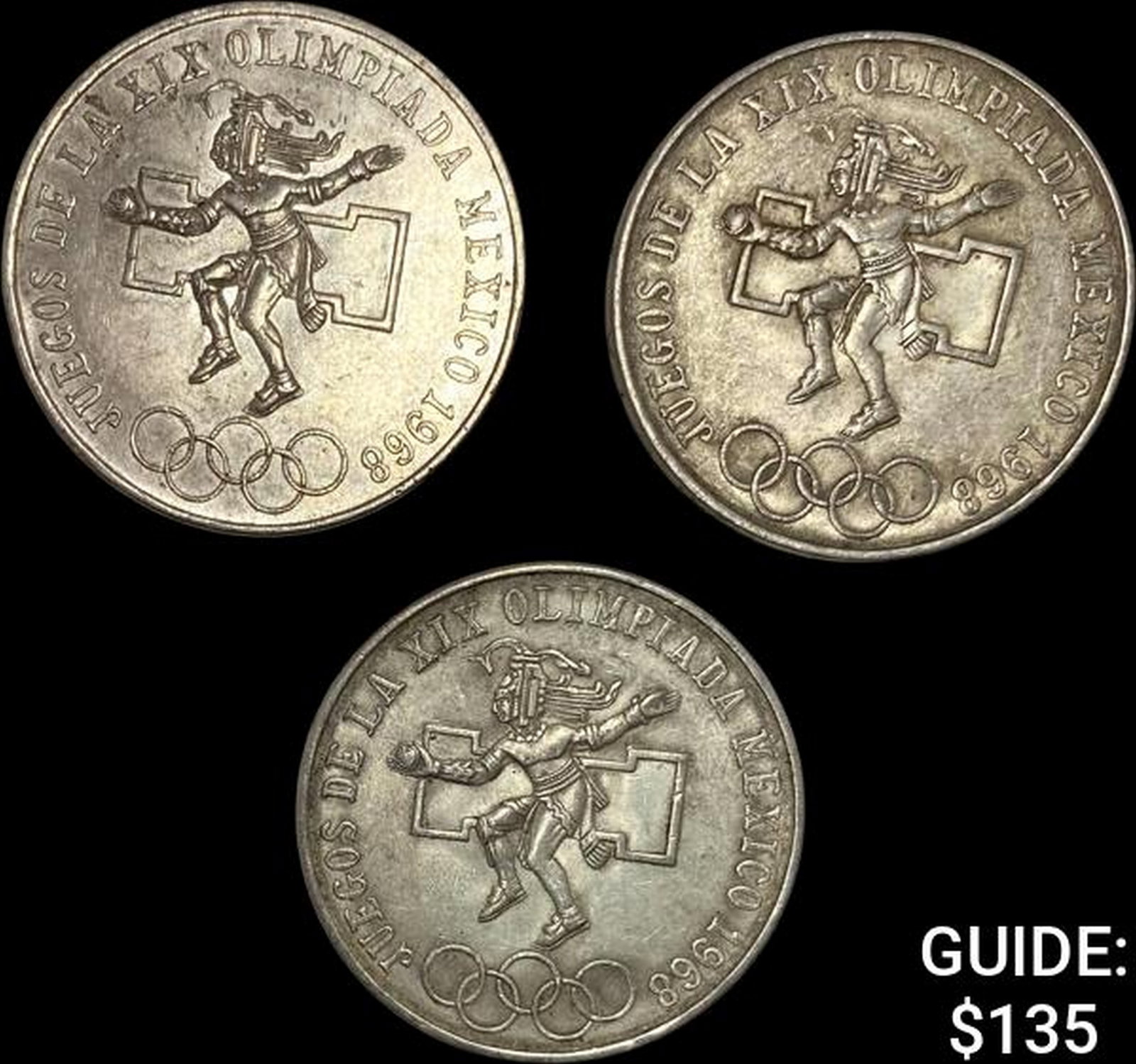 [3]1968 Mexico Silver 25 Pesos-Olympics NEARLY UNCIRCULATED: [3]1968 Mexico Silver 25 Pesos-Olympics NEARLY UNCIRCULATED