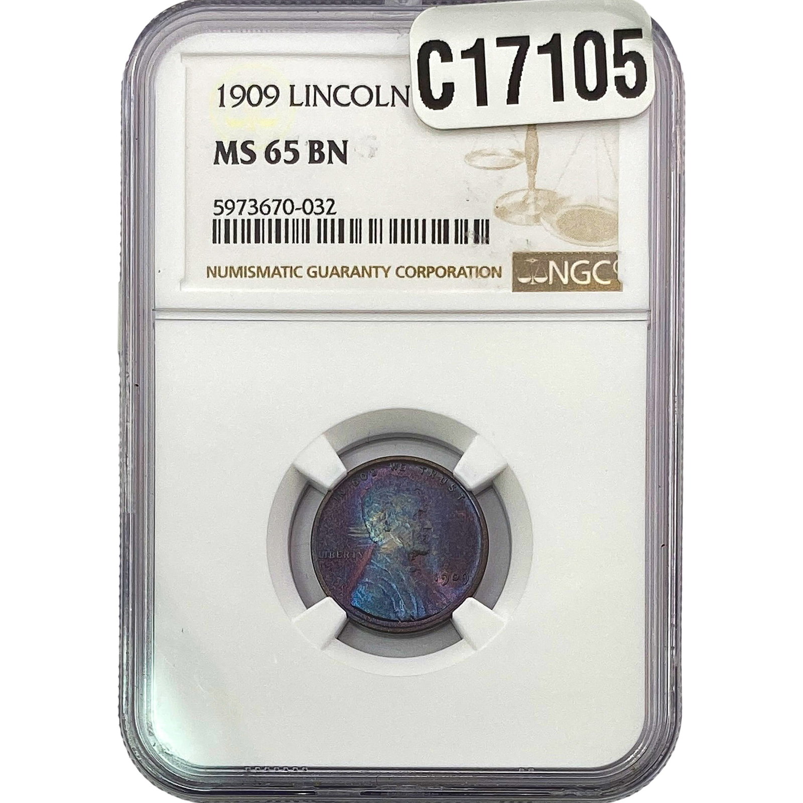 1909 Wheat Cent NGC MS65 BN: 1909 Wheat Cent NGC MS65 BN