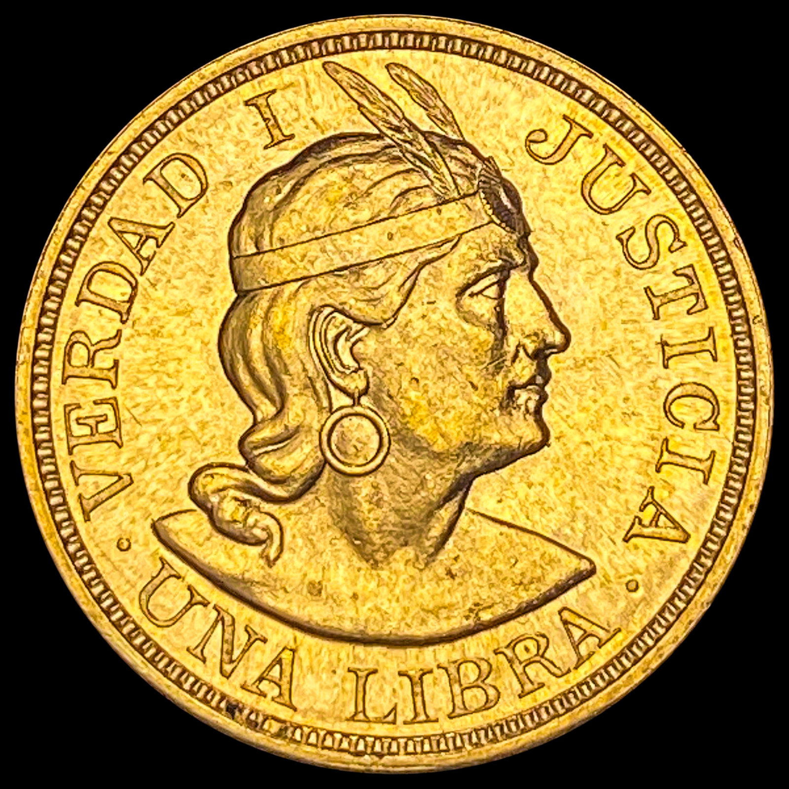 1962 Peru Gold 1 Libra .2355oz GEM BU: 1962 Peru Gold 1 Libra .2355oz GEM BU