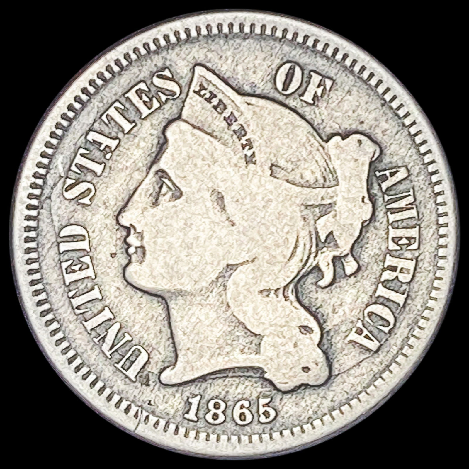 1865 Nickel Three-Cent Piece LIGHTLY CIRCULATED (1 of 2)