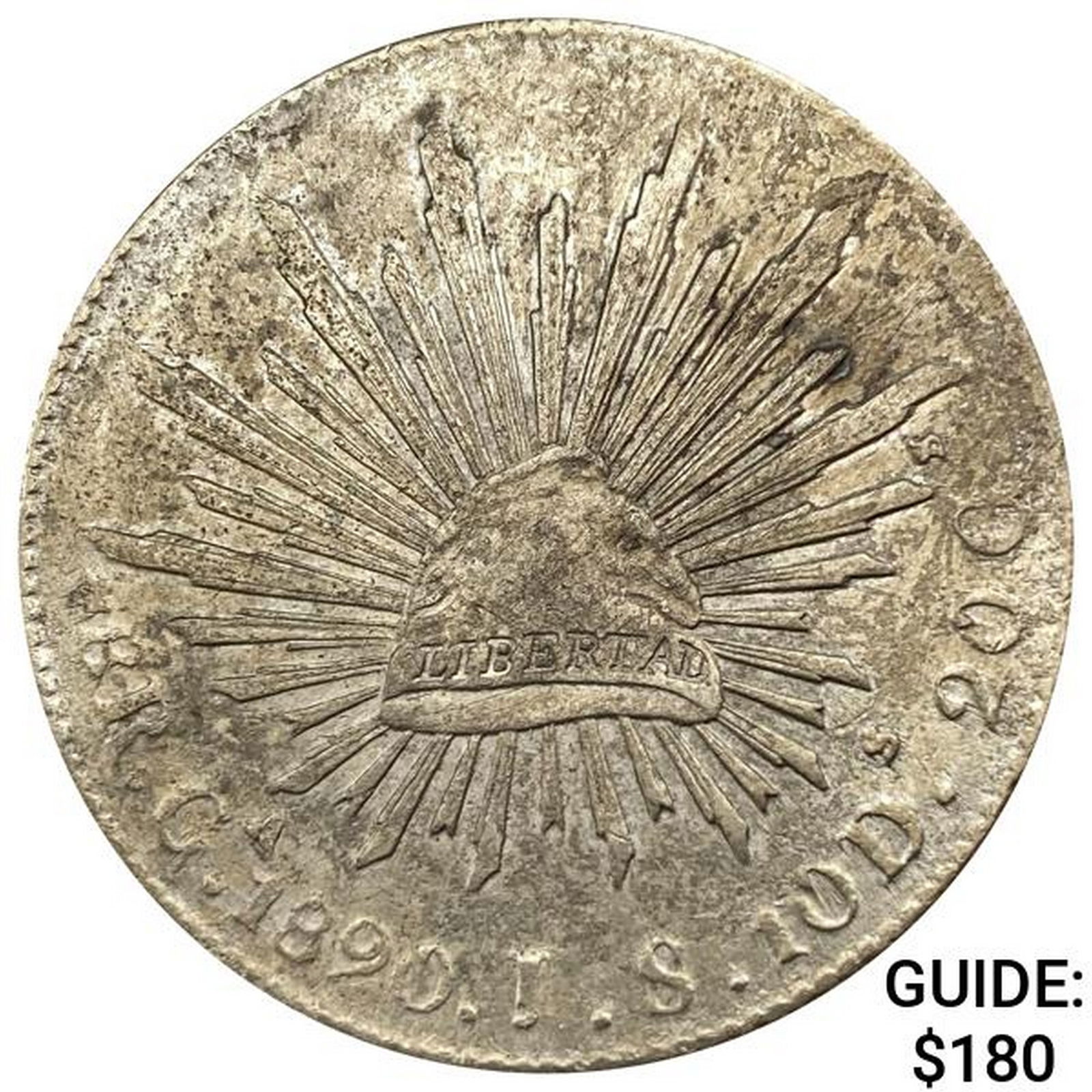 1890Ga JS Mexico Silver 8 Reales CLOSELY UNCIRCULATED (1 of 2)