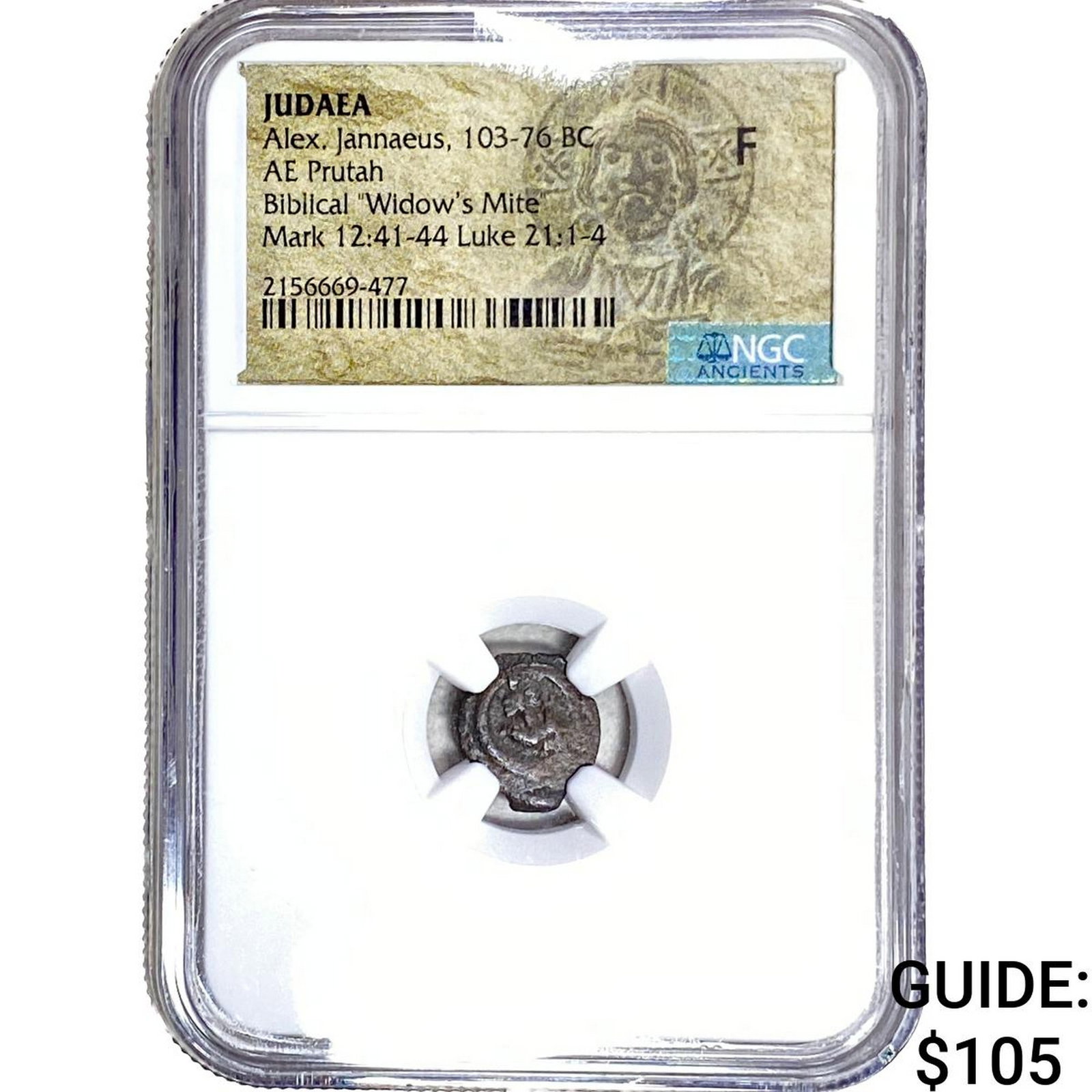 Judaea Alex, Jannaeus 103-76 BC Bronze Purtah NGC: Judaea Alex, Jannaeus 103-76 BC Bronze Purtah NGC