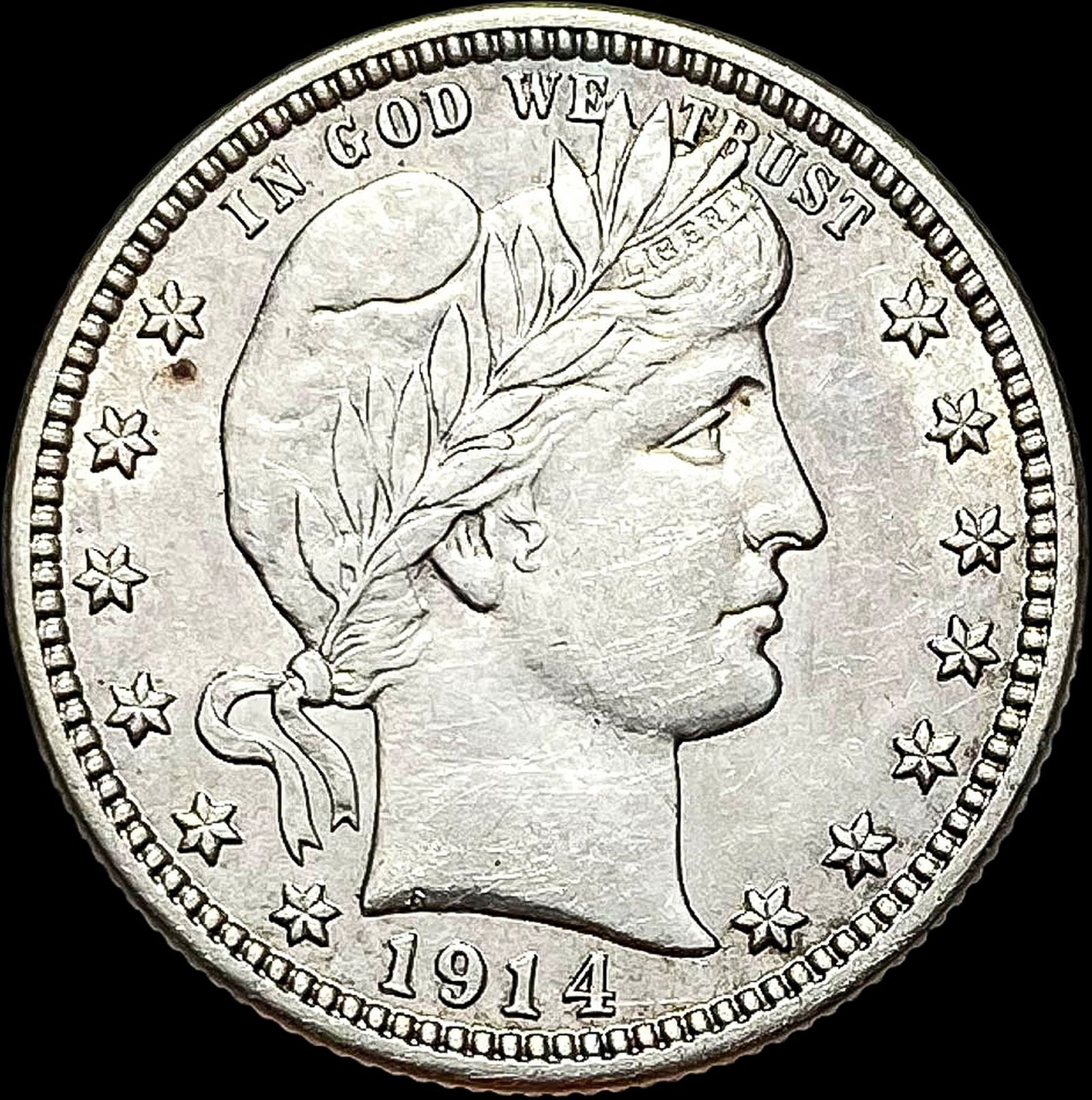 1914-D Silver Barber Quarter CLOSELY  UNCIRCULATED (1 of 2)