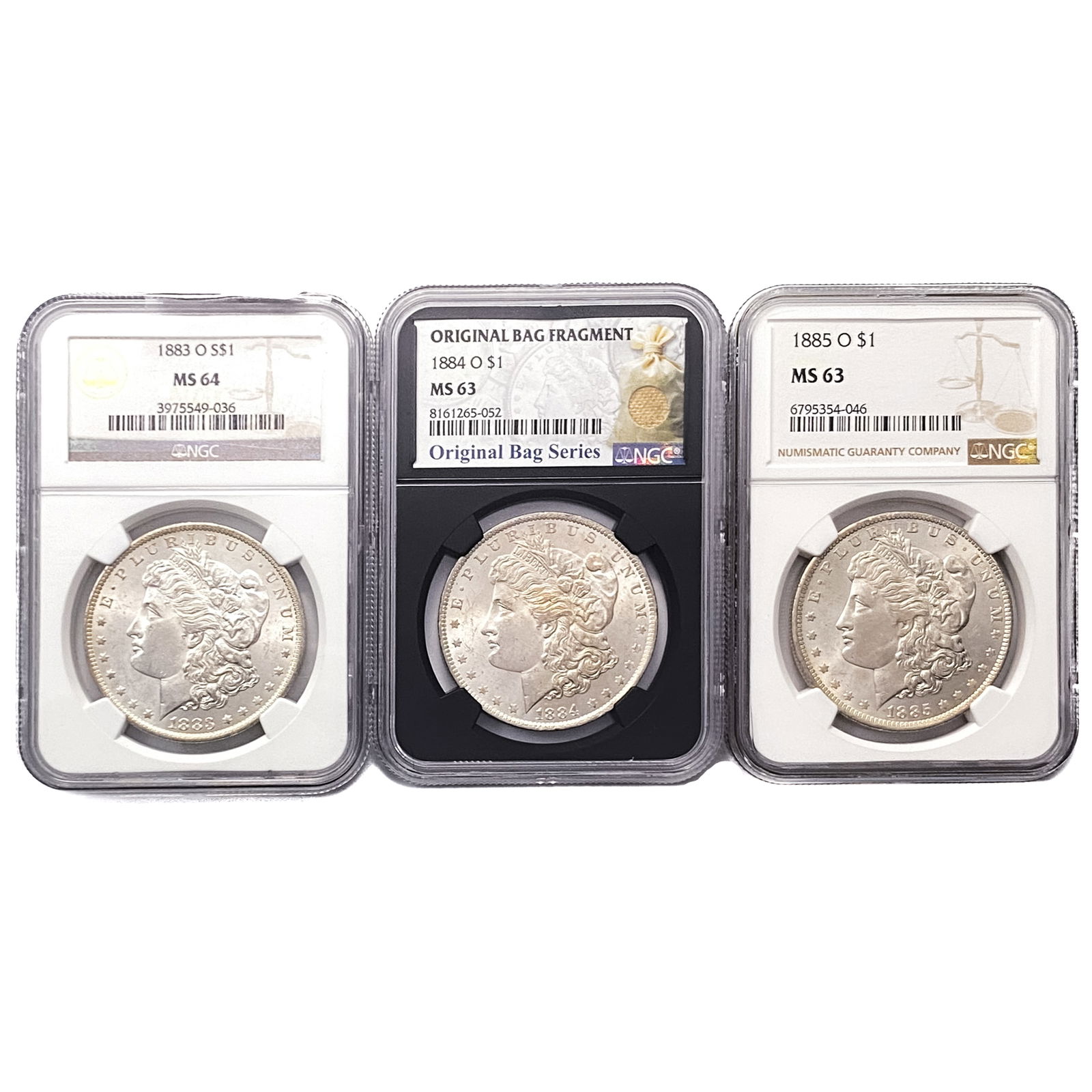 [3 Coins] 1883-O/1885-O Morgan Silver Dollar NGC MS63-64 (1 of 2)