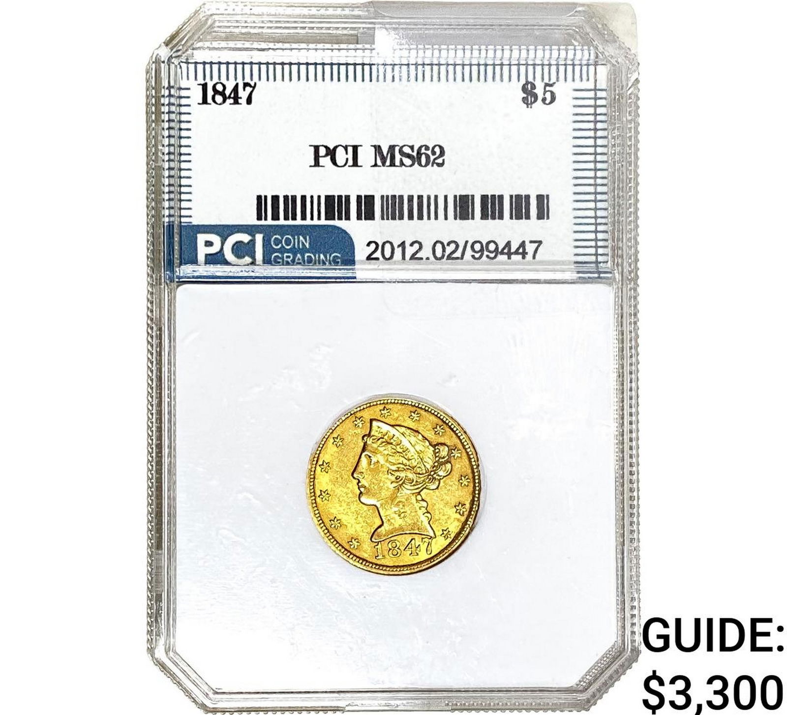 1847 $5 Gold Half Eagle PCI MS62 (1 of 2)