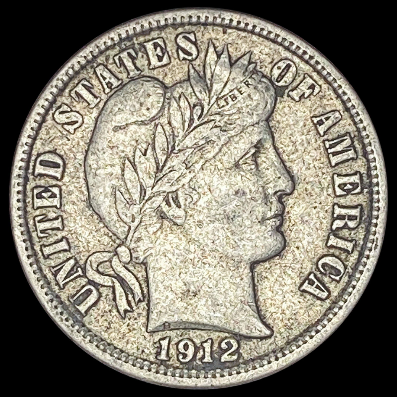 1912-S Silver Barber Dime NEARLY UNCIRCULATED (1 of 2)