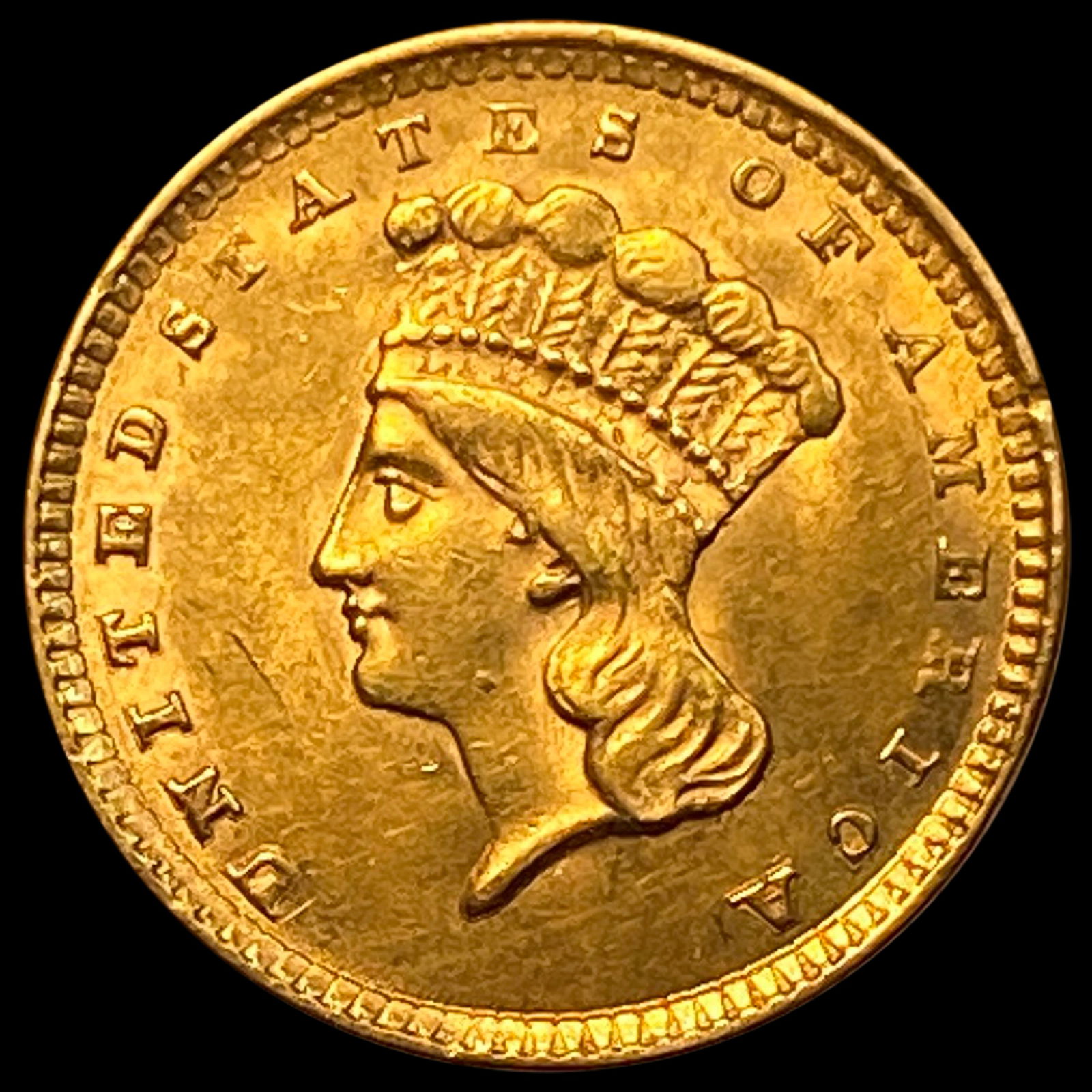 1857 Gold $1 Indian Head Type 3 CHOICE AU (1 of 2)