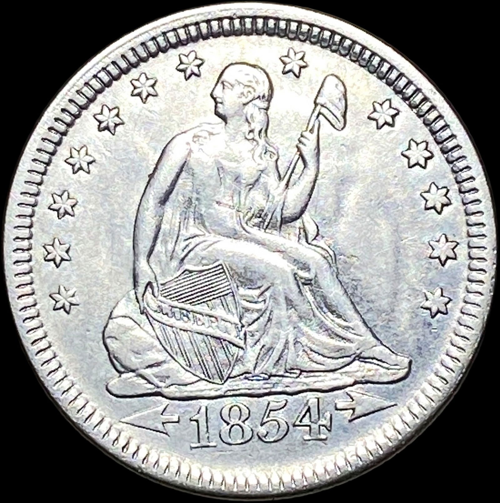 1854 Arrows Seated Liberty Quarter CLOSELY  UNCIRCULATED (1 of 2)