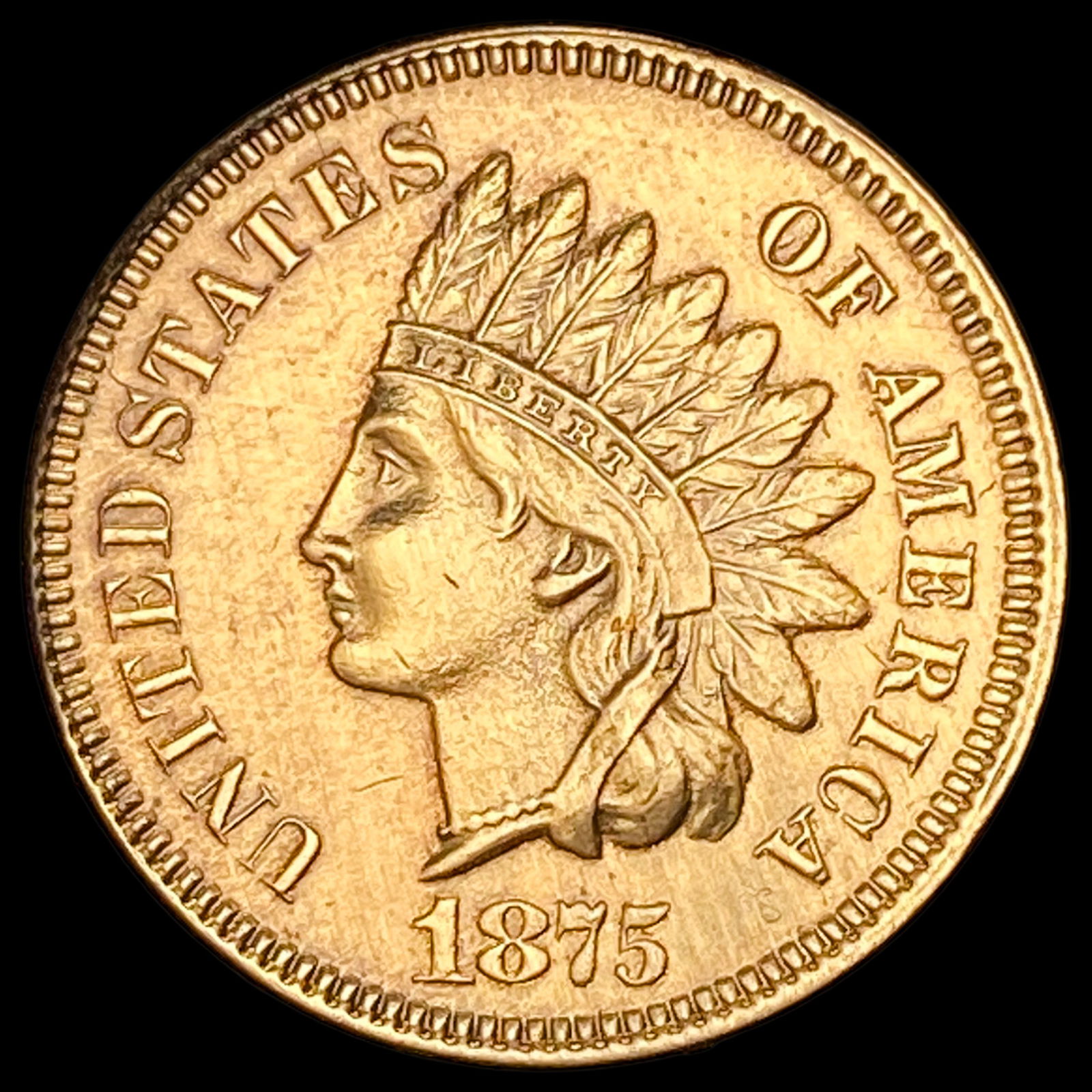 1875 Red Indian Head Cent CLOSELY UNCIRCULATED (1 of 2)