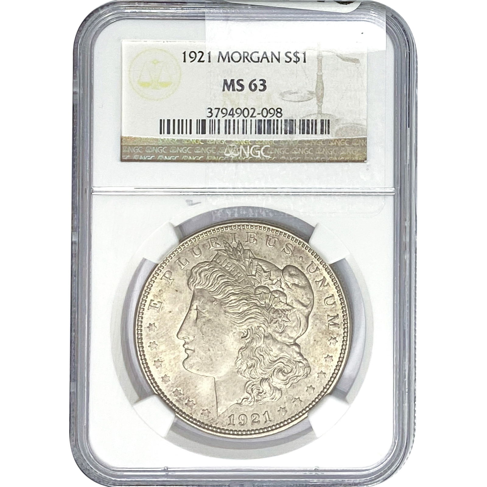 1921 Morgan Silver Dollar NGC MS63 (1 of 2)