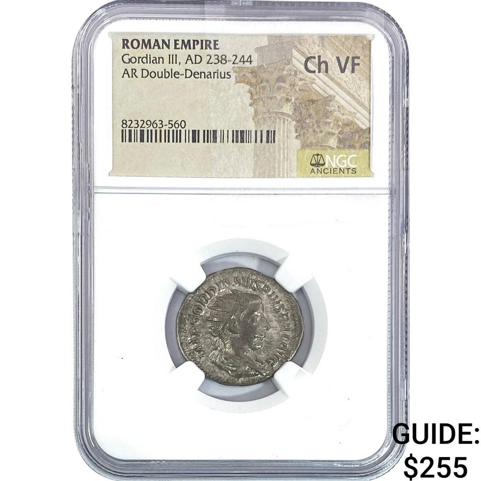 Roman Gordian III, AD 238-244 AR Double-Denarius NGC Ch VF: Roman Gordian III, AD 238-244 AR Double-Denarius NGC Ch VF