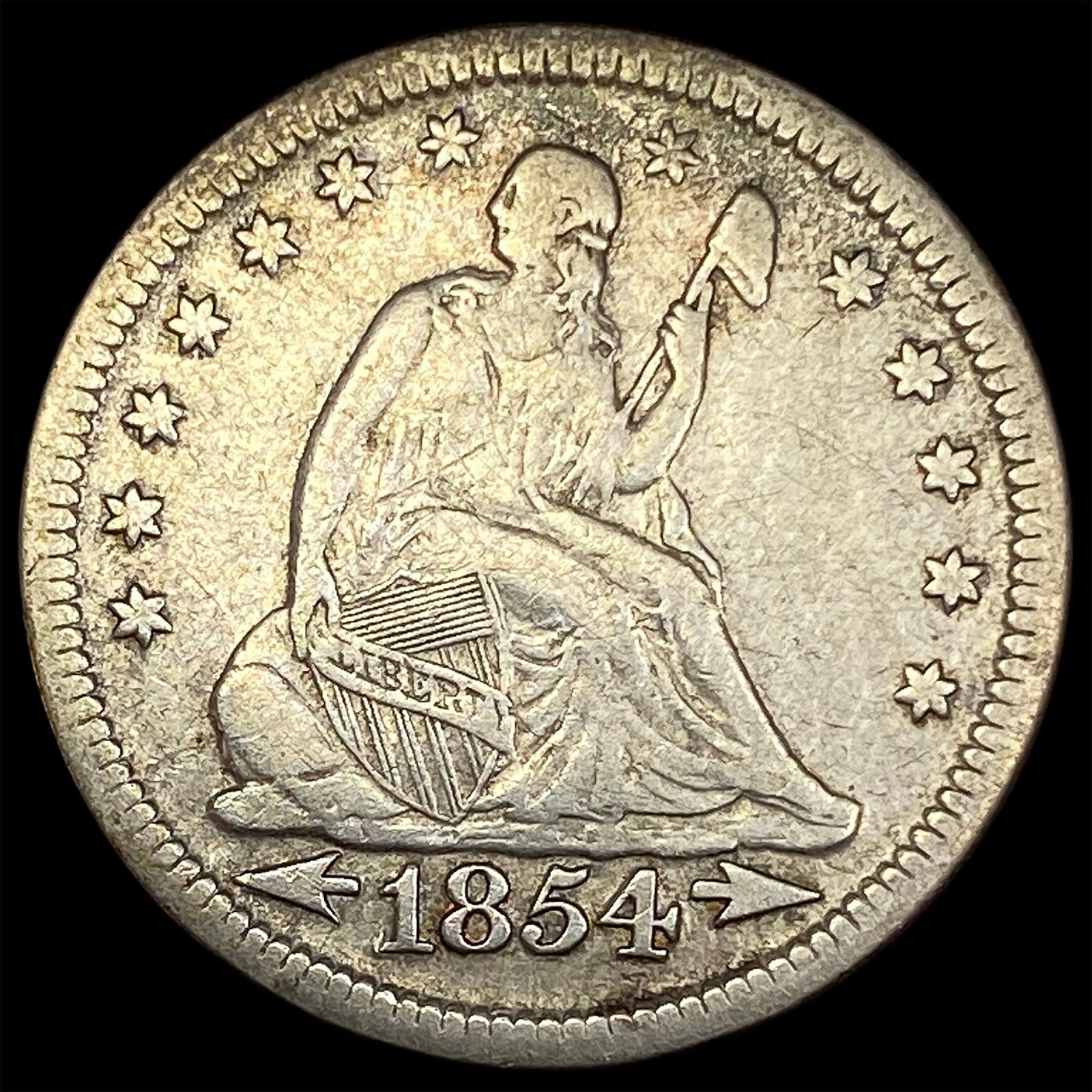 1854 Arrows Seated Liberty Quarter LIGHTLY CIRCULATED (1 of 2)