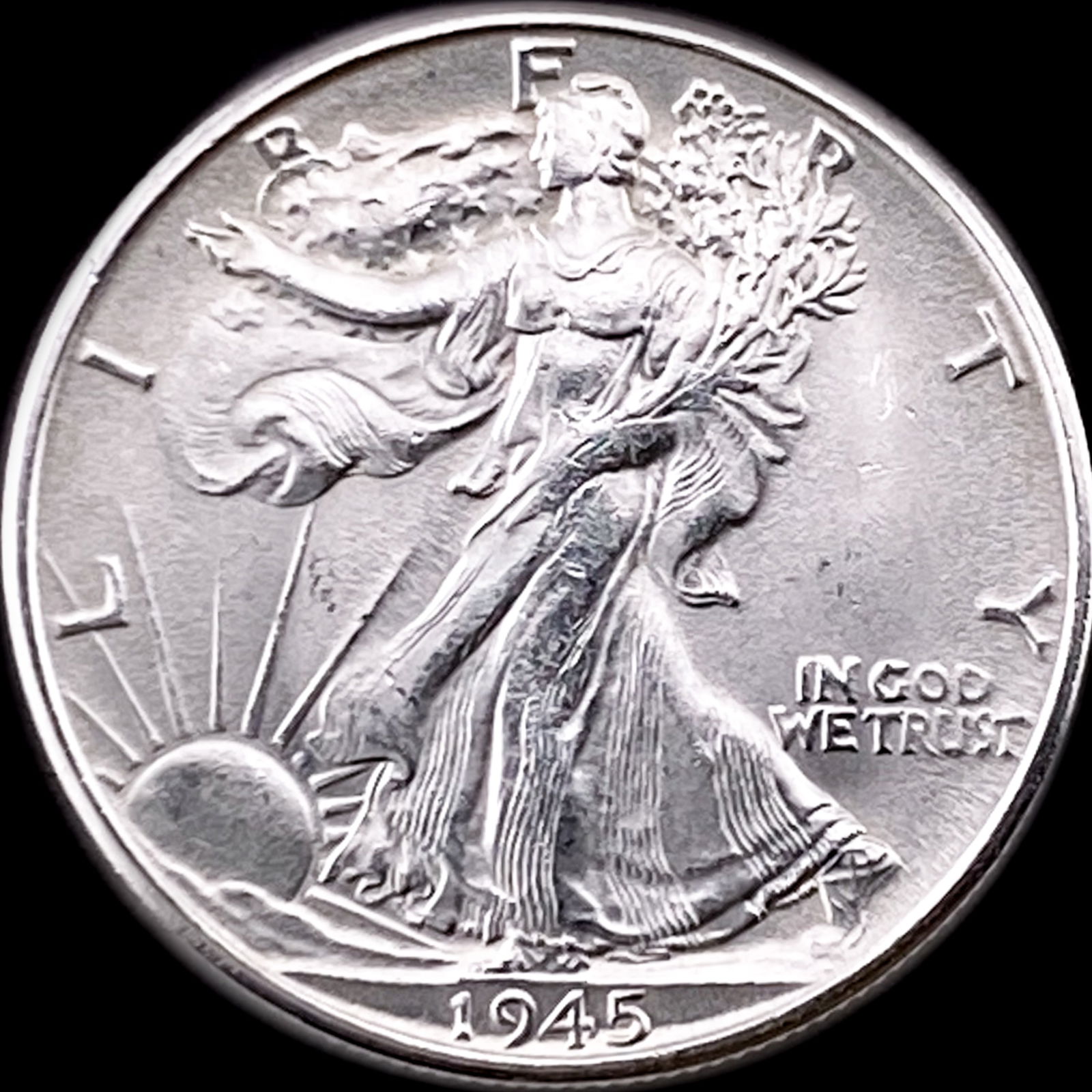 1945-S Silver Walking Liberty Half Dollar UNC (1 of 2)