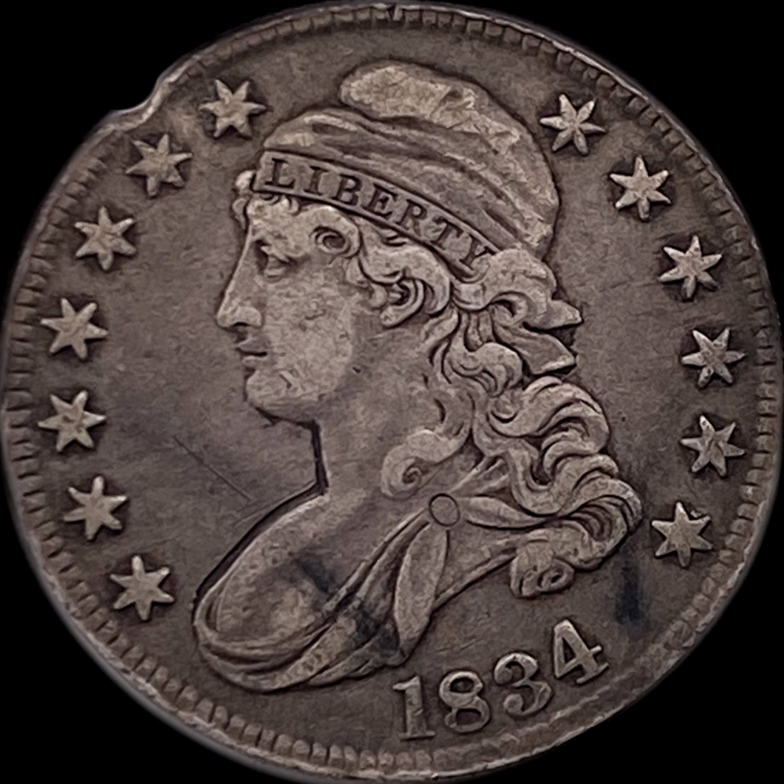 1834 Capped Bust Half Dollar NEARLY UNCIRCULATED: 1834 Capped Bust Half Dollar NEARLY UNCIRCULATED