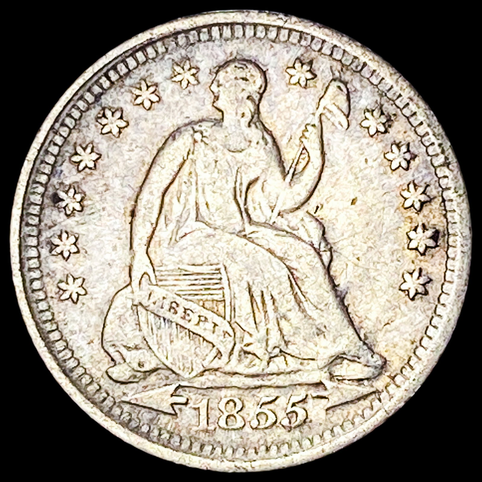 1855 Seated Liberty Half Dime NEARLY UNCIRCULATED (1 of 2)