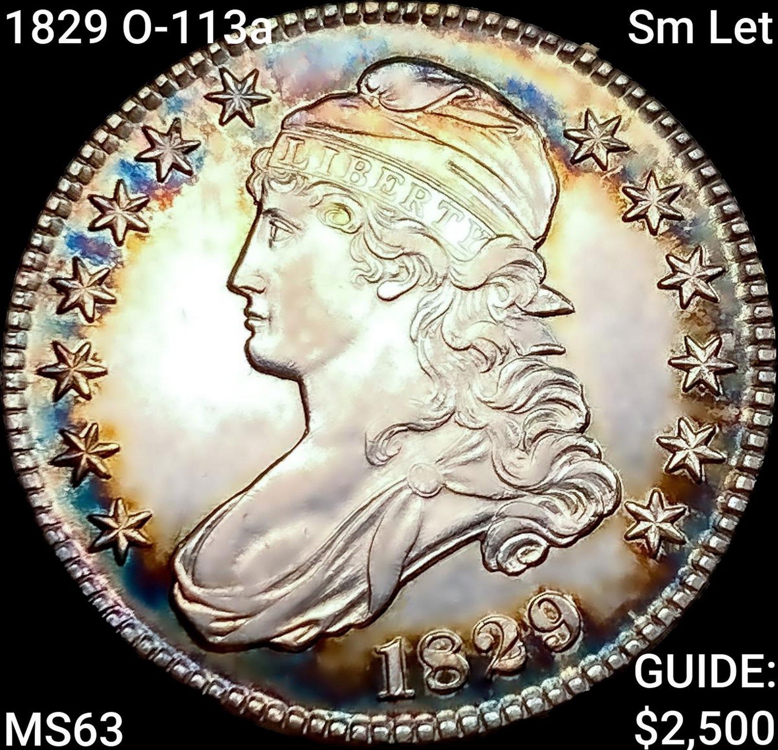 1829 O-113a Sm Let Capped Bust Half Dollar CHOICE BU (1 of 2)