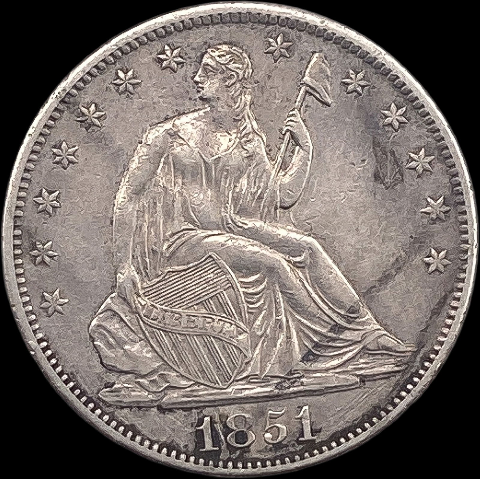 1851-O Silver Half Dollar CLOSELY UNCIRCULATED (1 of 2)