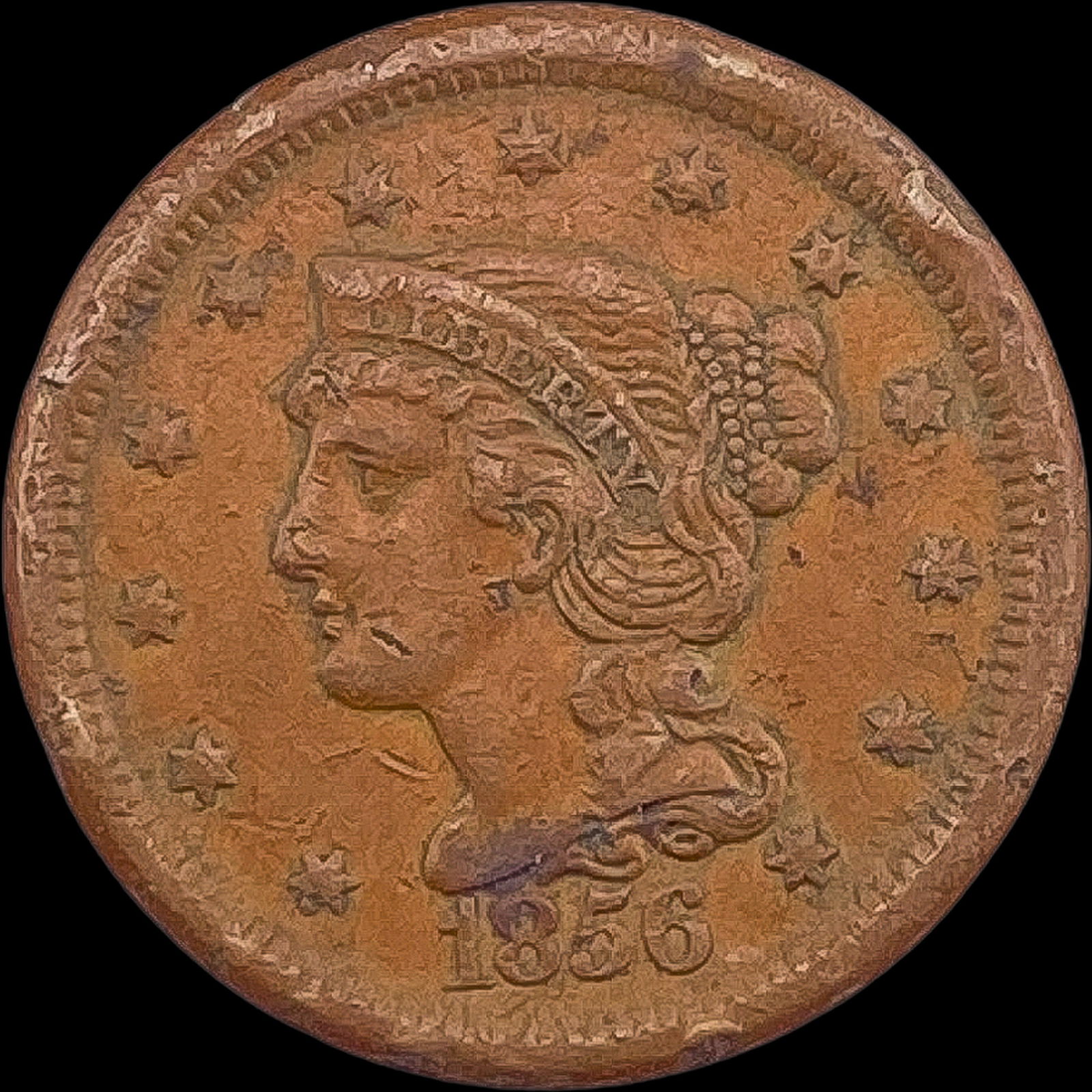1856 Braided Hair Large Cent NEARLY UNCIRCULATED (1 of 2)