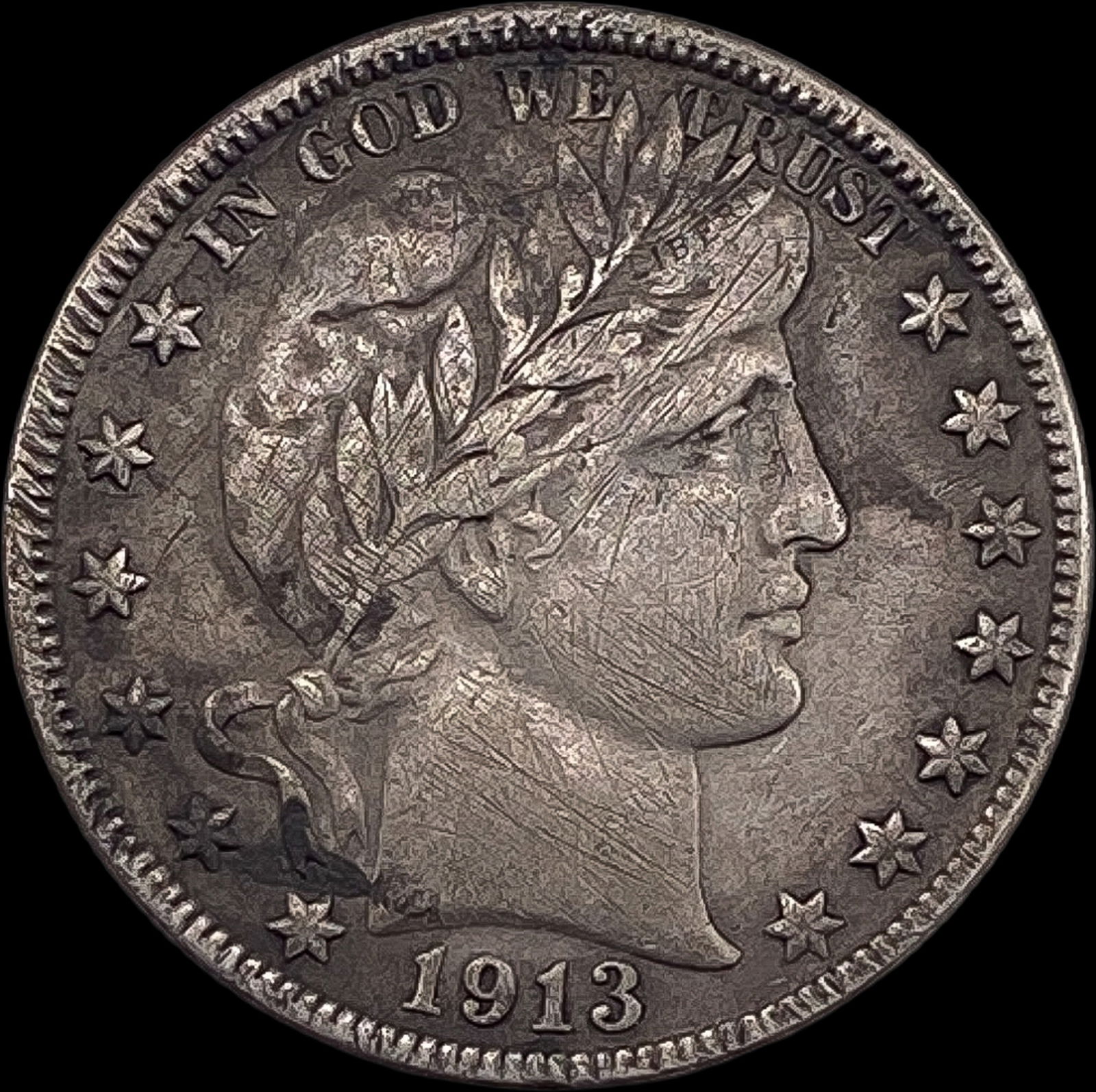 1913-S Silver Barber Half Dollar NEARLY UNCIRCULATED (1 of 2)