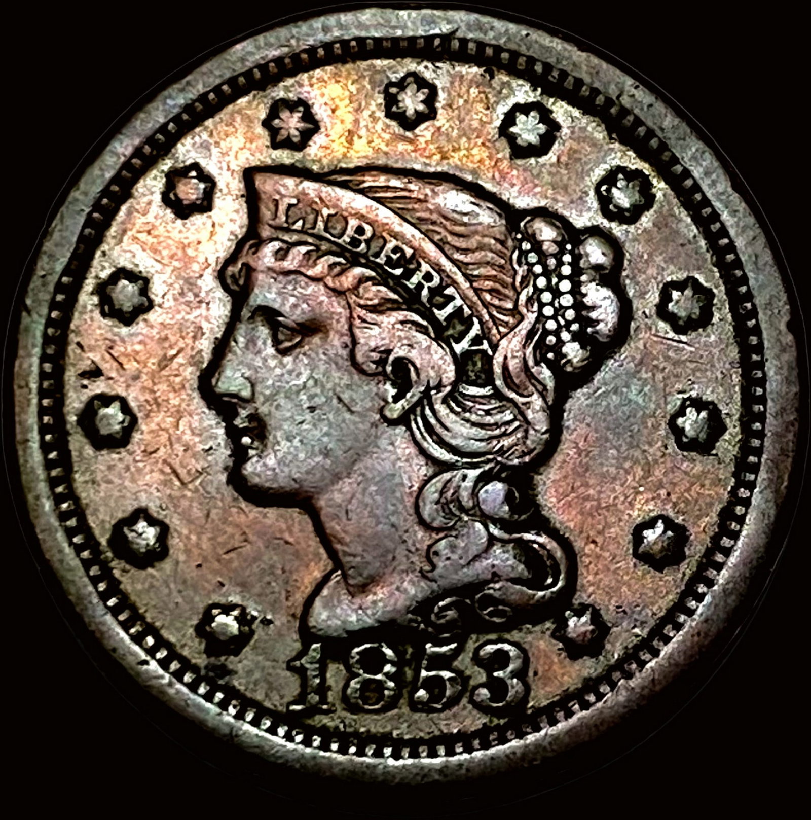 1853 Braided Hair Large Cent NEARLY UNCIRCULATED: 1853 Braided Hair Large Cent NEARLY UNCIRCULATED