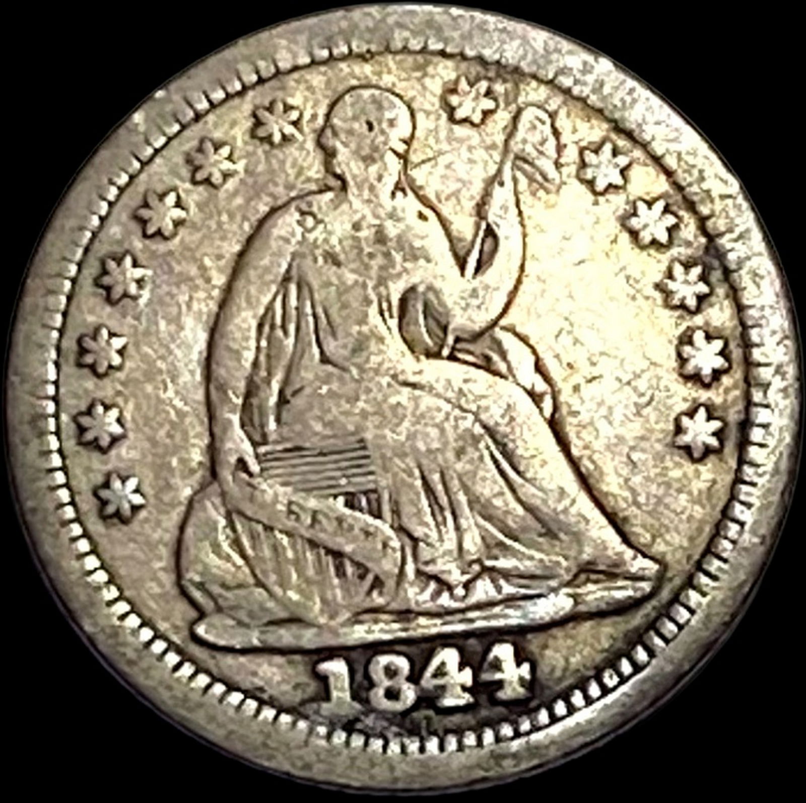 1844 Seated Liberty Half Dime LIGHTLY CIRCULATED (1 of 2)