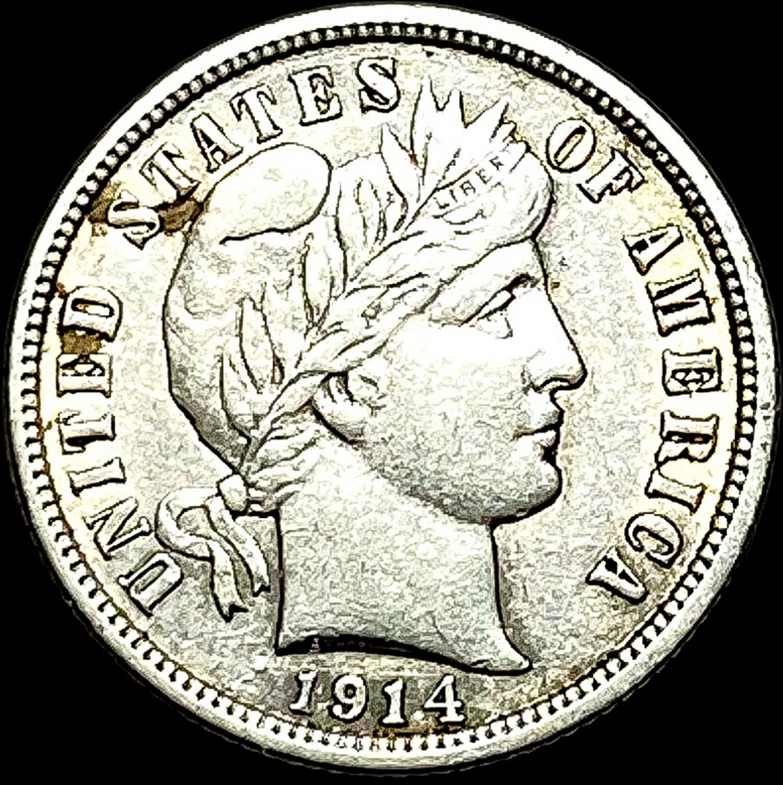 1914-D Silver Barber Dime CLOSELY UNCIRCULATED (1 of 2)