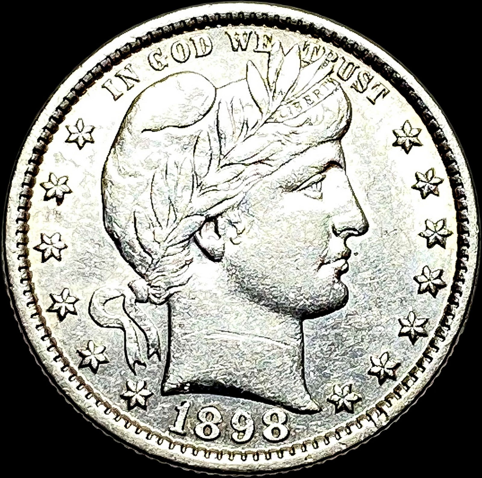 1898 Silver Barber Quarter CLOSELY UNCIRCULATED (1 of 2)