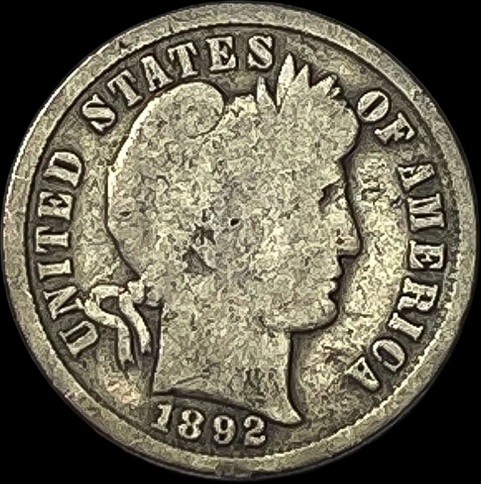 1892-S Silver Barber Dime NICELY CIRCULATED (1 of 2)