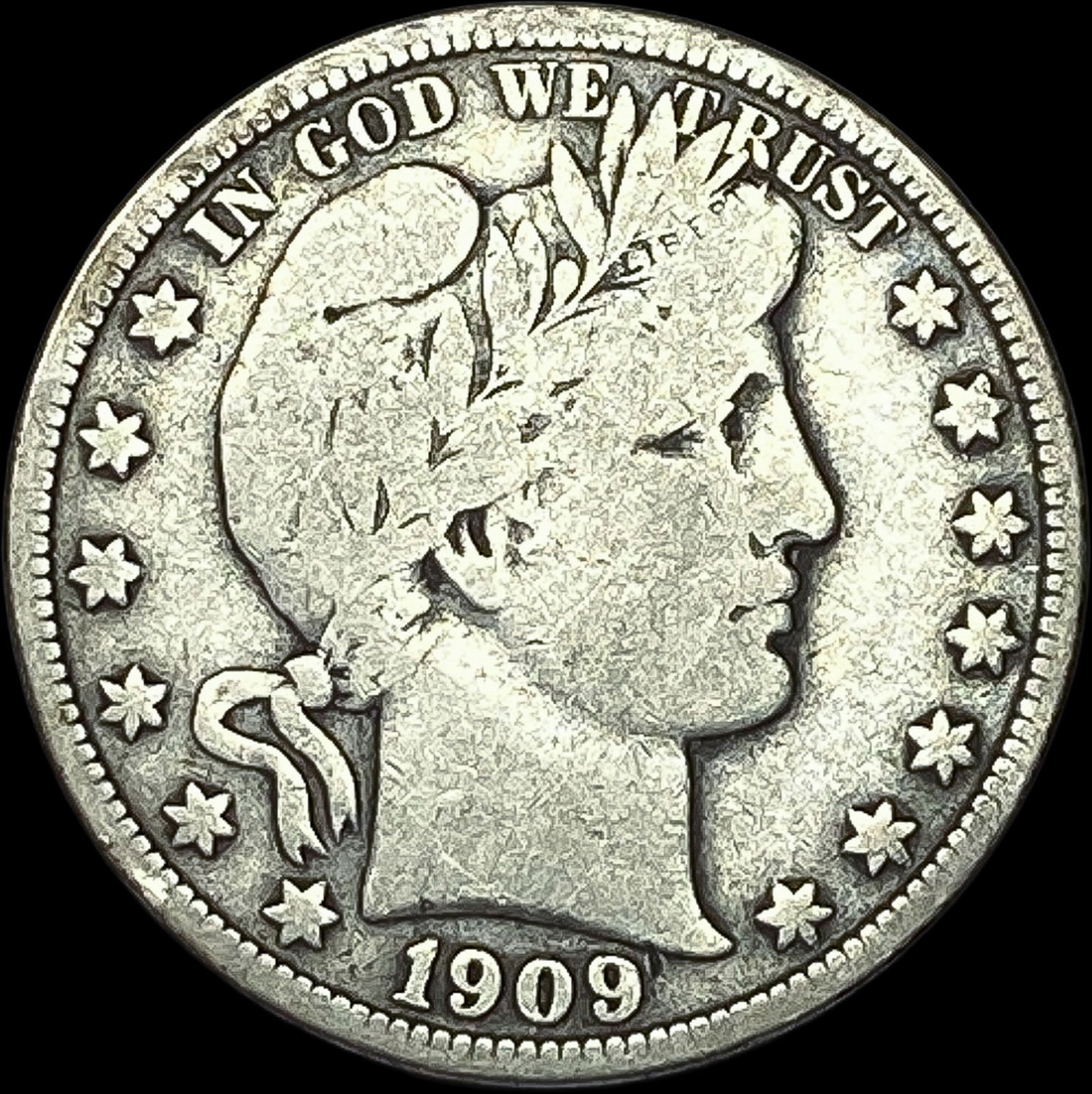 1909 Silver Half Dollar (Barber) NICELY CIRCULATED (1 of 2)