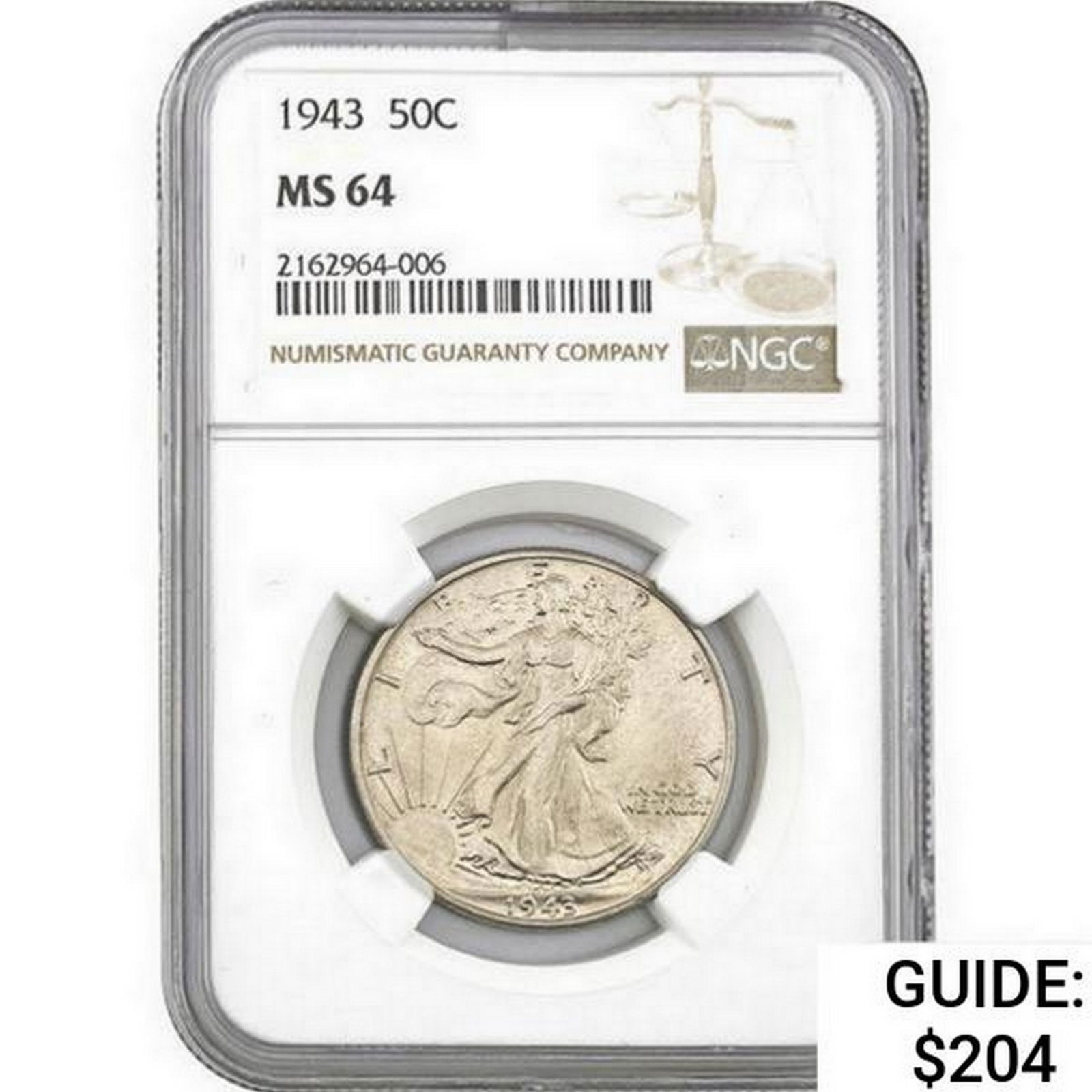 1943 Walking Liberty Half Dollar NGC MS64 (1 of 2)