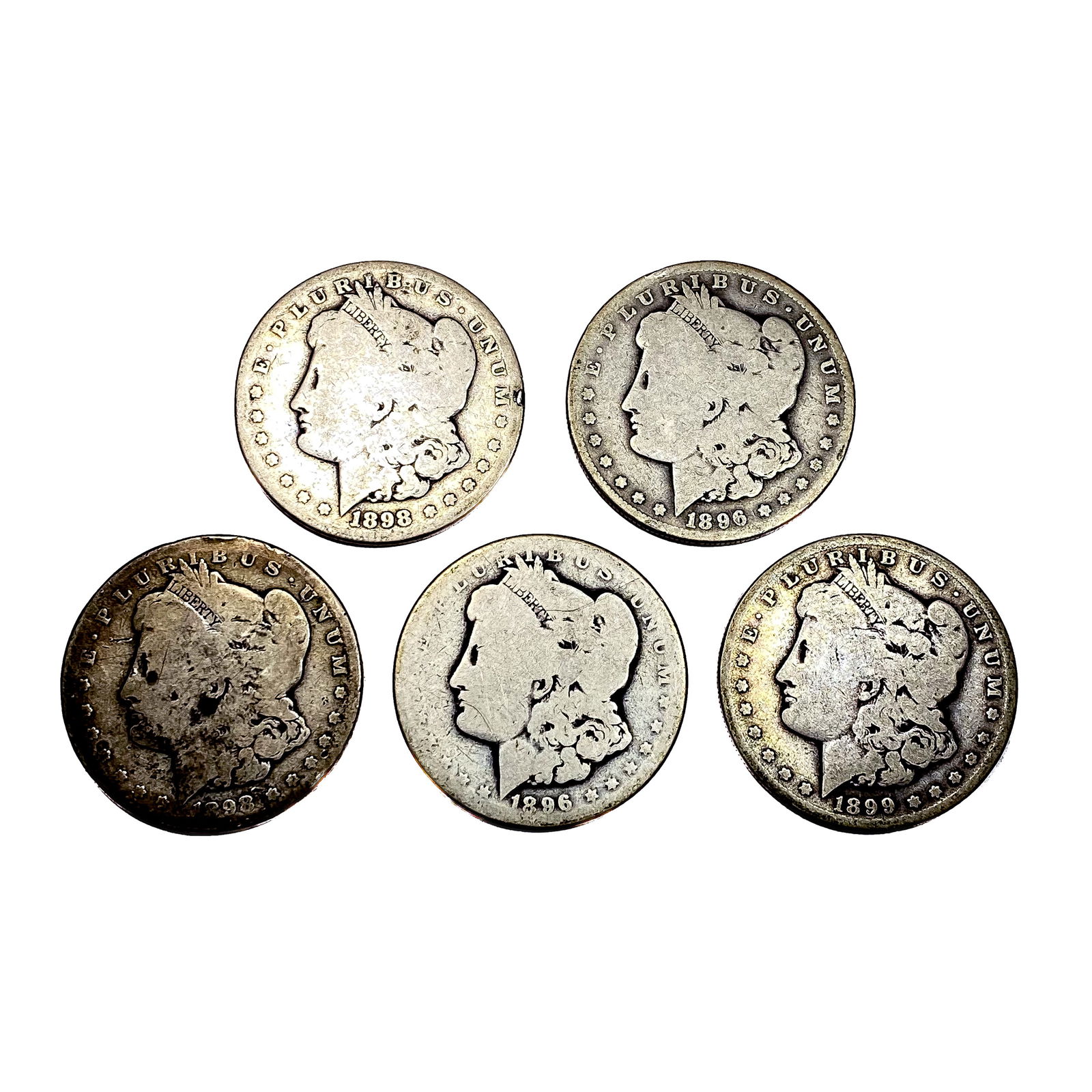 [5 Coins] 1896-1899 Morgan Silver Dollar: [5 Coins] 1896-1899 Morgan Silver Dollar