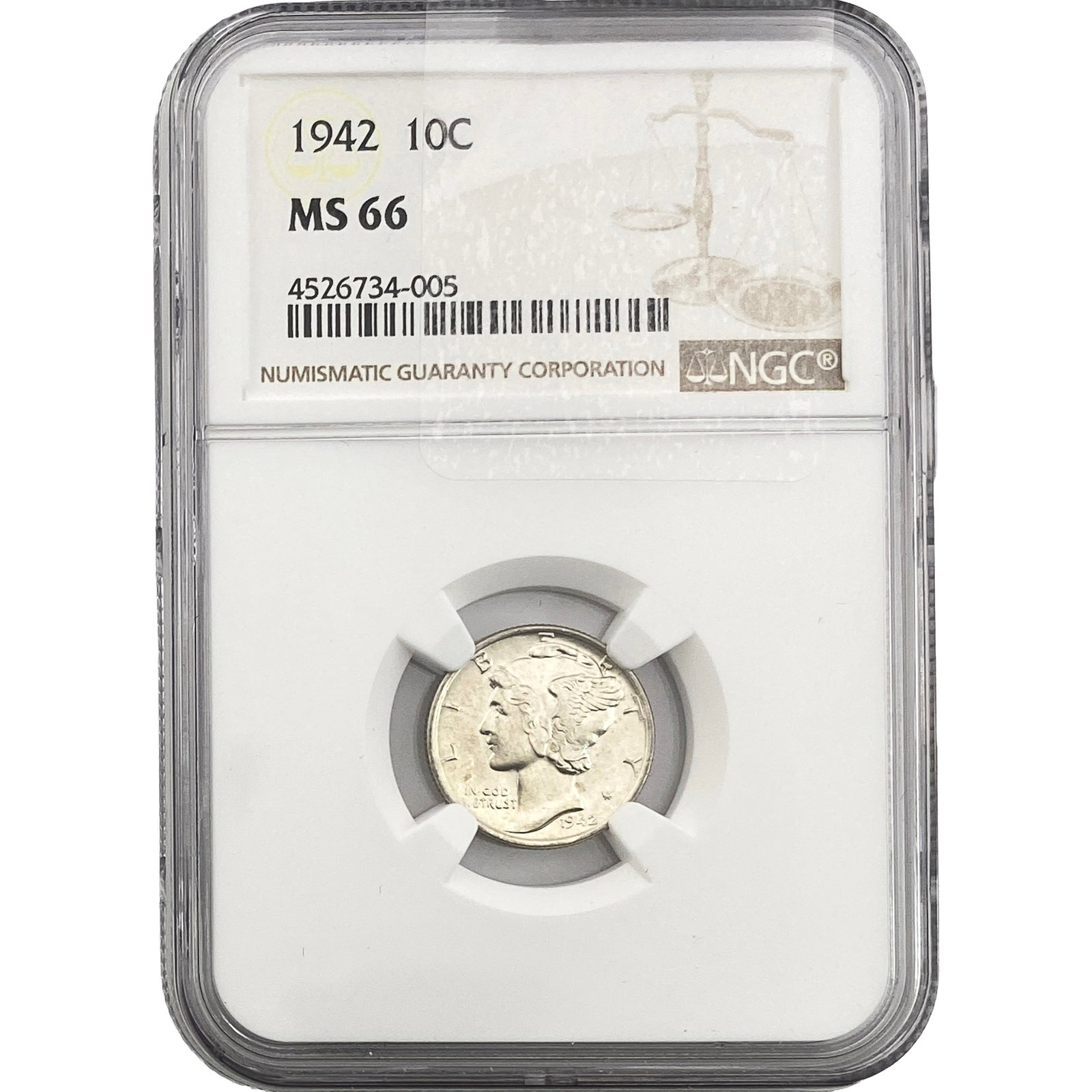 1942 Mercury Silver Dime NGC MS66: 1942 Mercury Silver Dime NGC MS66