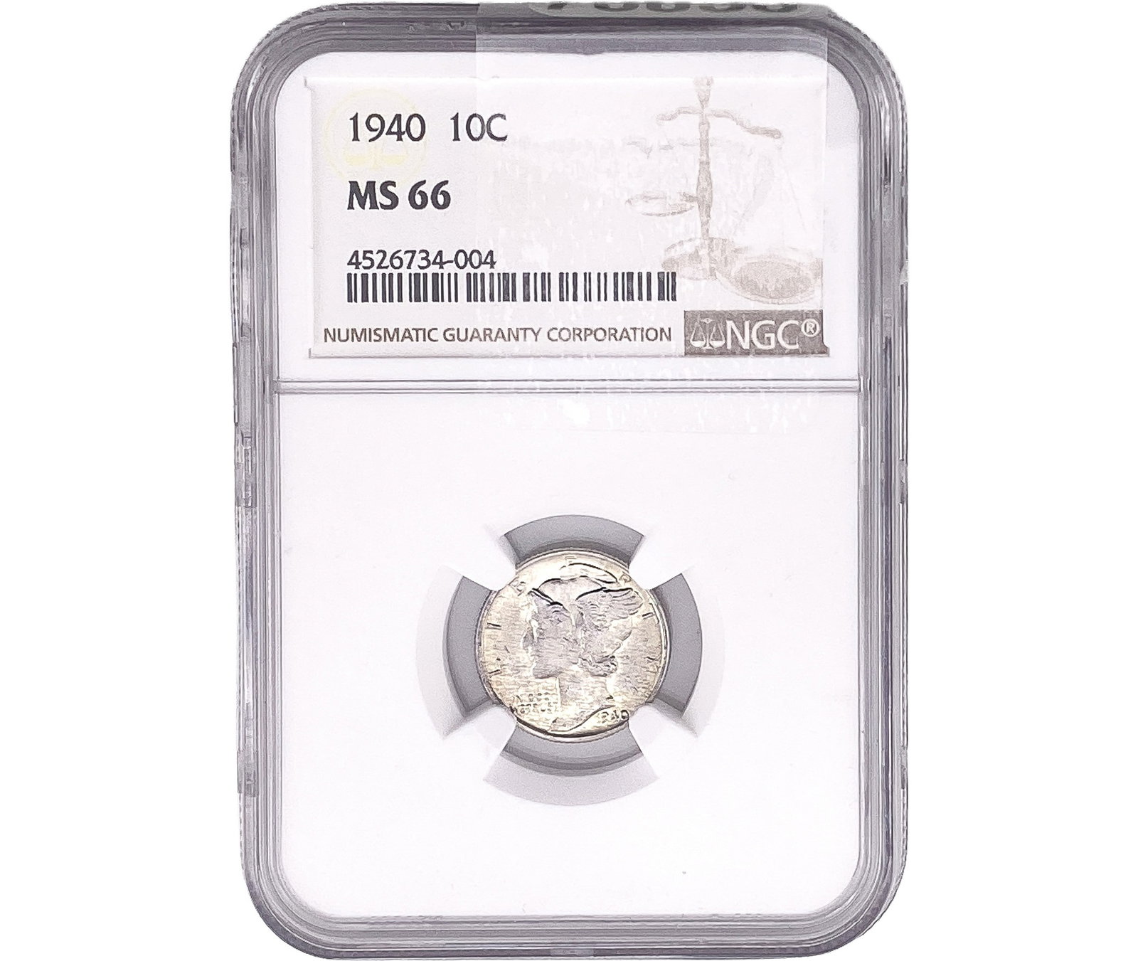 1940 Mercury Silver Dime NGC MS66: 1940 Mercury Silver Dime NGC MS66