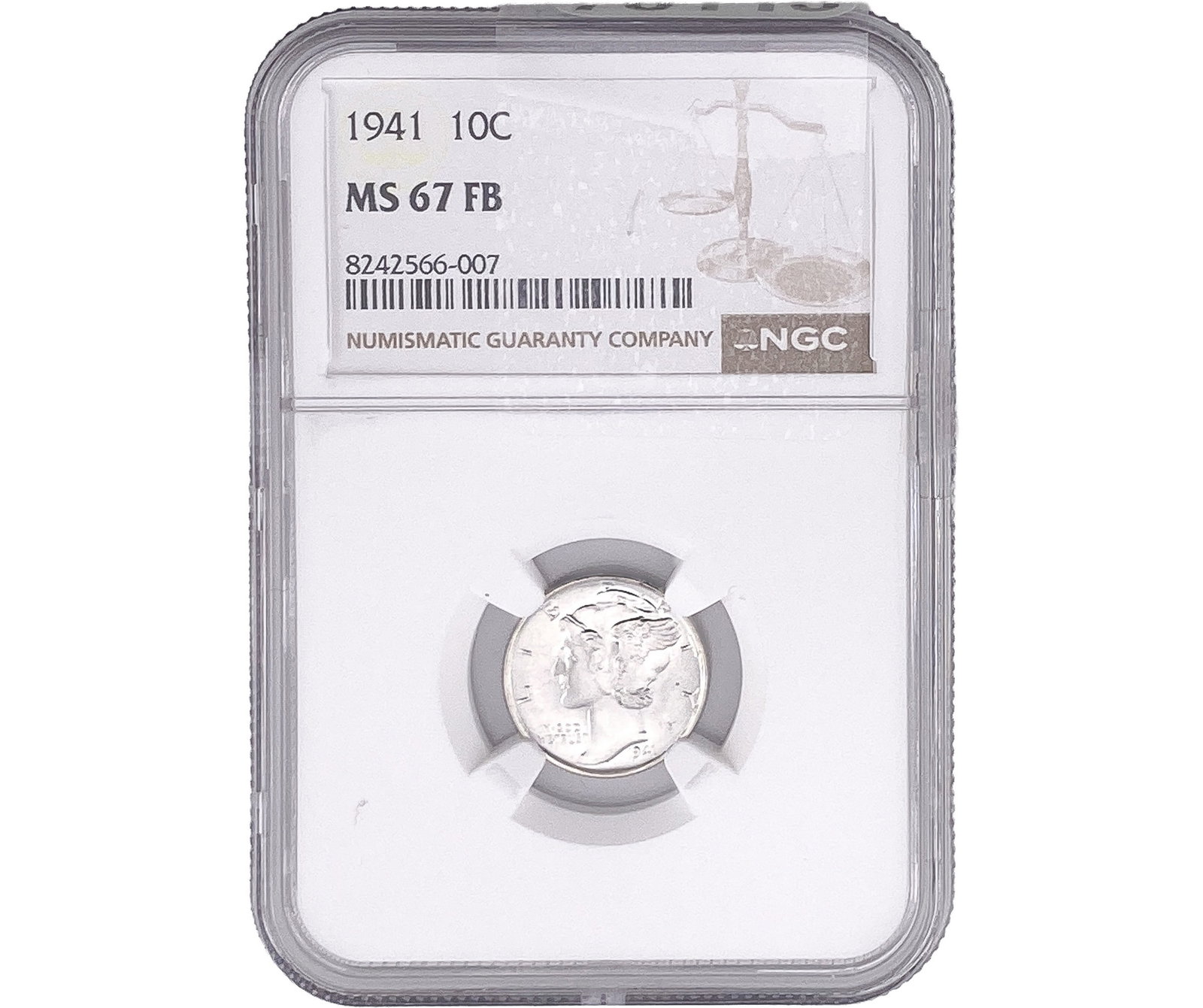 1941 Mercury Silver Dime NGC MS67 FB: 1941 Mercury Silver Dime NGC MS67 FB