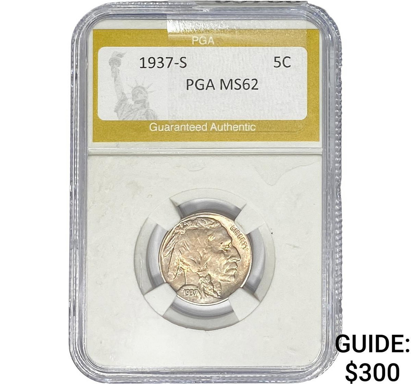 1937-S Buffalo Nickel PGA MS62: 1937-S Buffalo Nickel PGA MS62