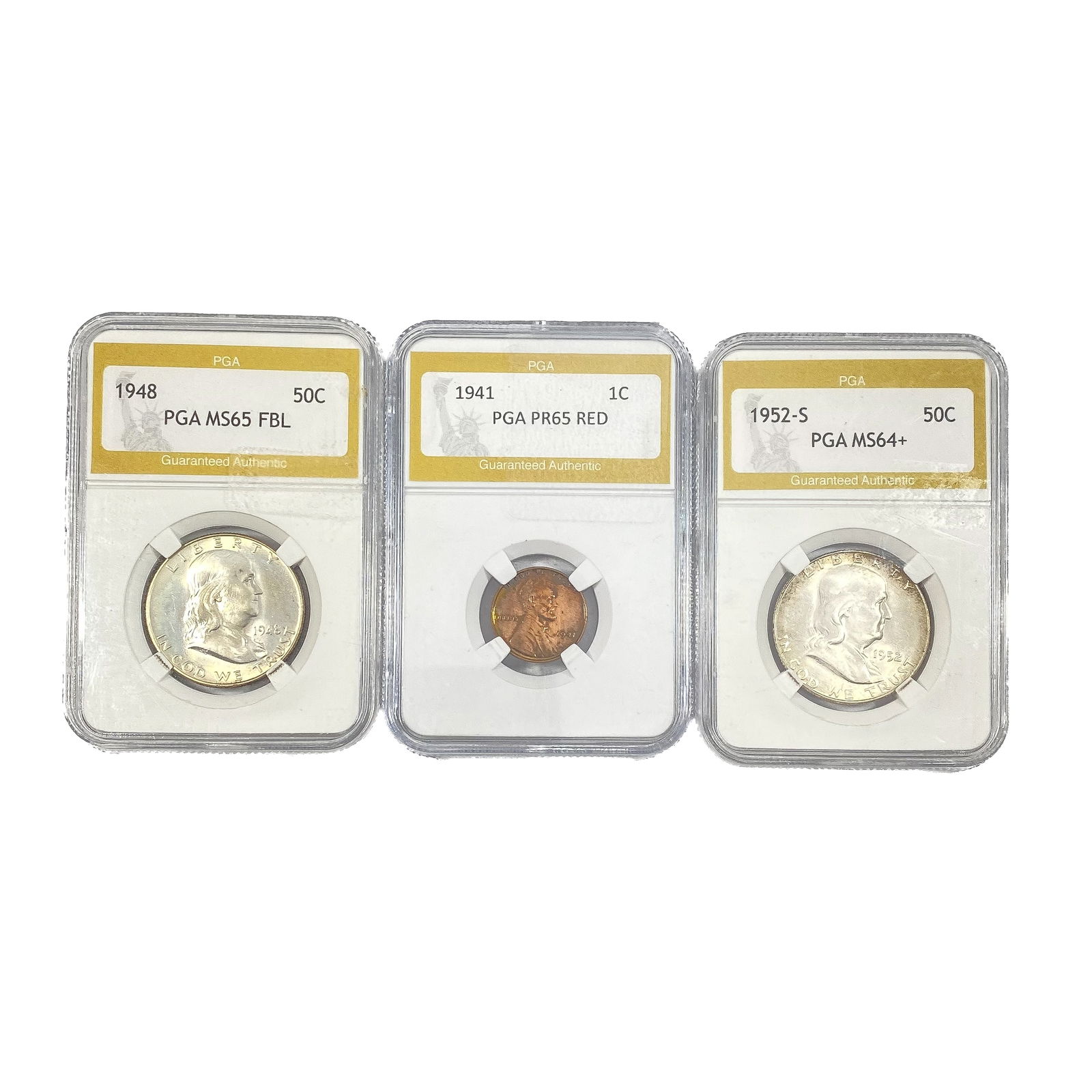 [3 Coins]1941-1952 U.S. Cent&Half Dollar Lot (1 of 2)