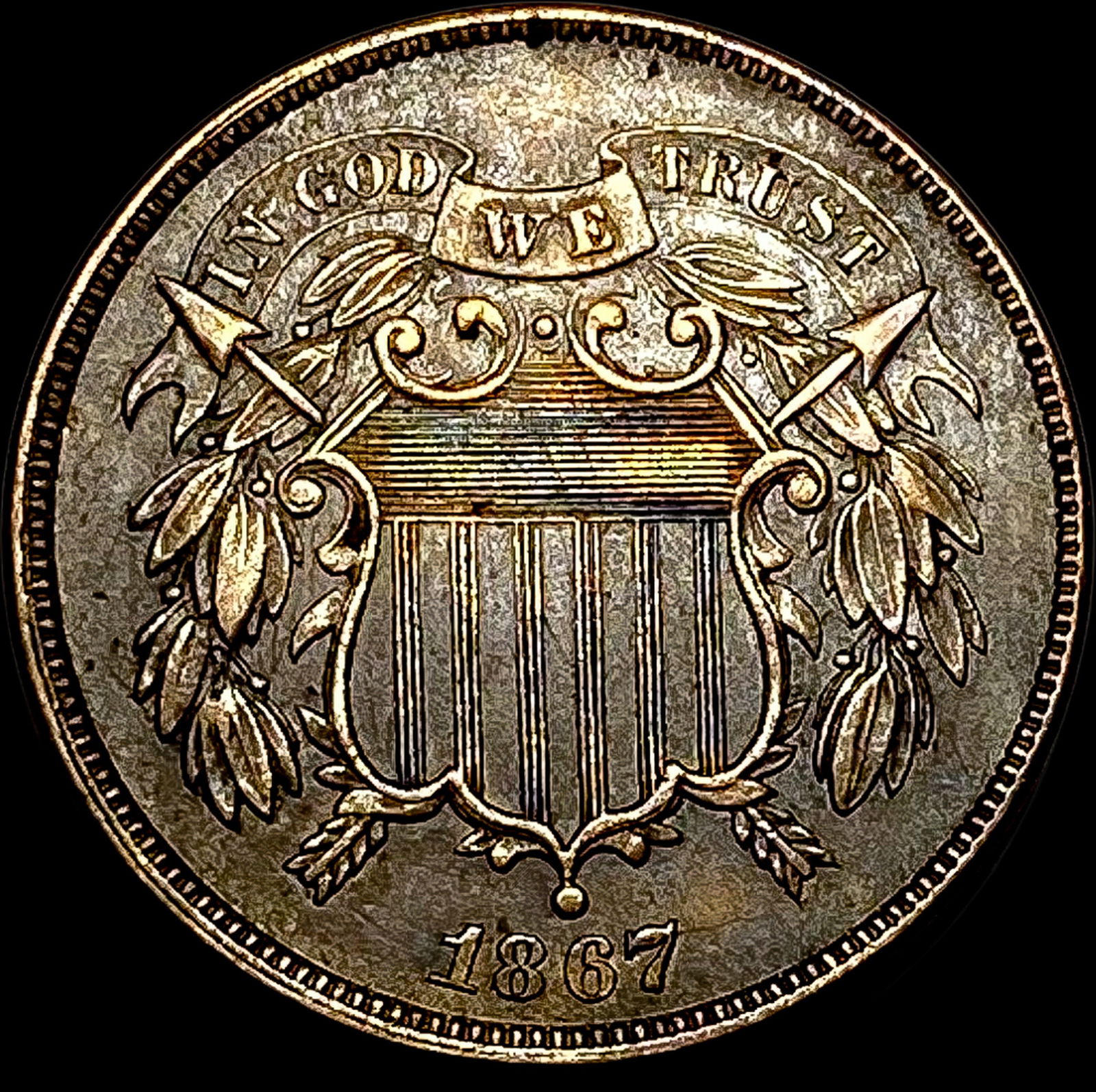 1867 Two-Cent Piece NEARLY UNCIRCULATED (1 of 2)