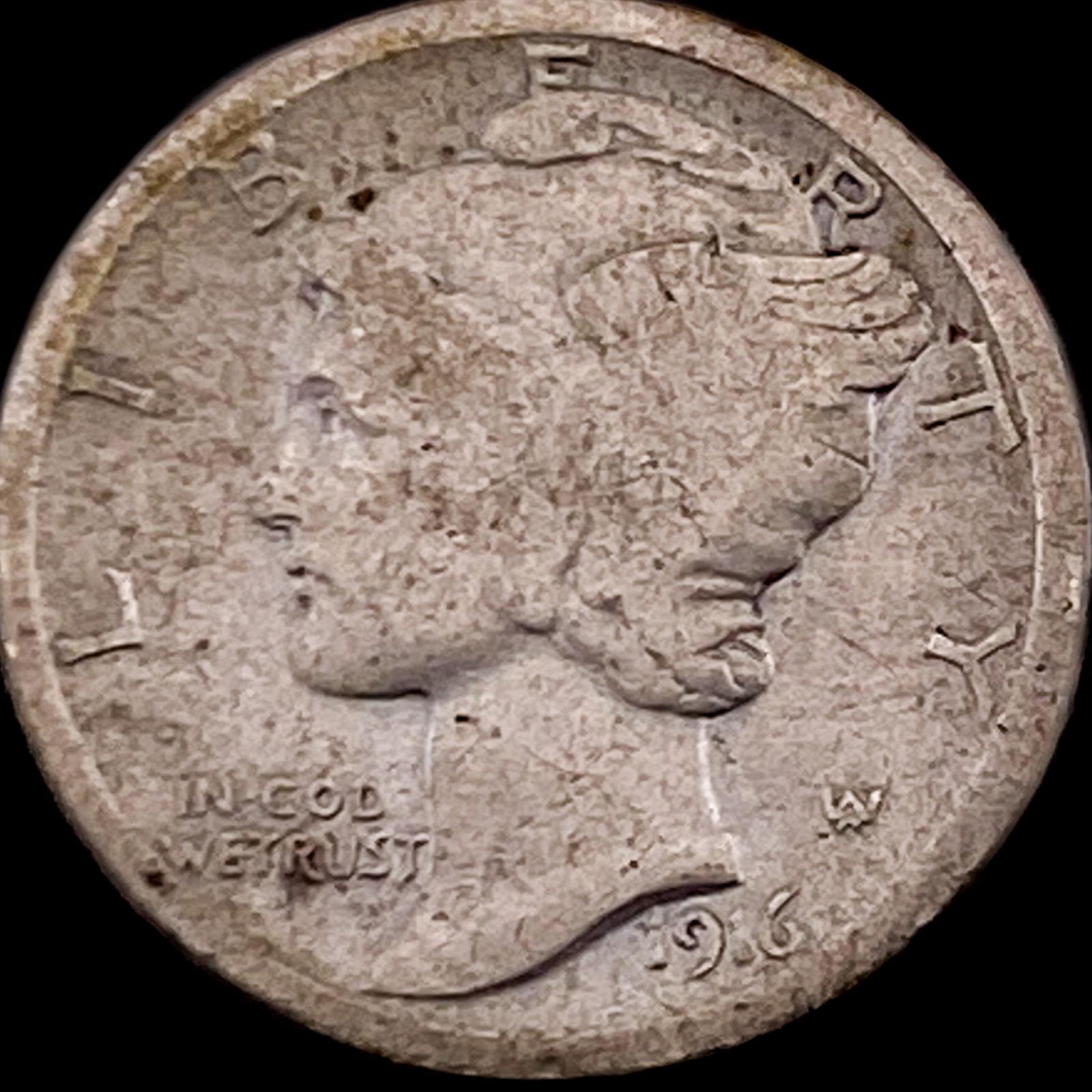 1916-D Silver Mercury Dime NICELY CIRCULATED (1 of 2)