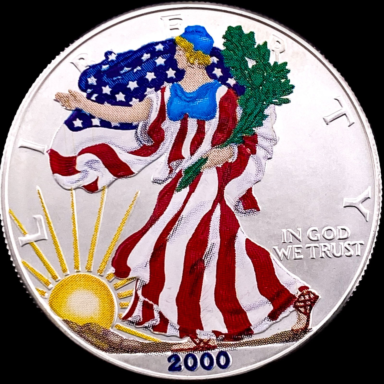 2000 1oz Silver American Eagle Colorized SUPERB GEM BU (1 of 2)