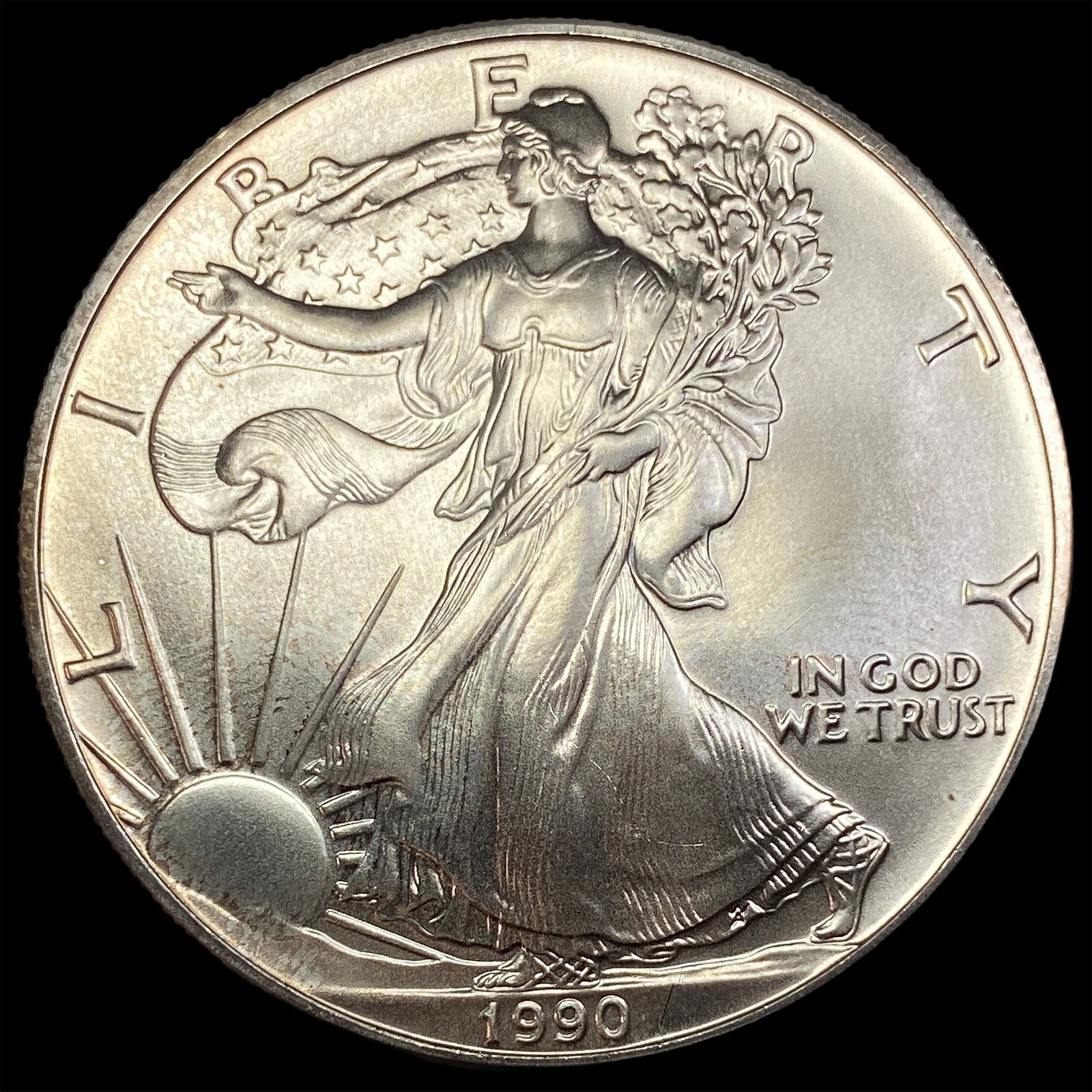 1990 1oz Silver American Eagle $1 SUPERB GEM BU (1 of 2)