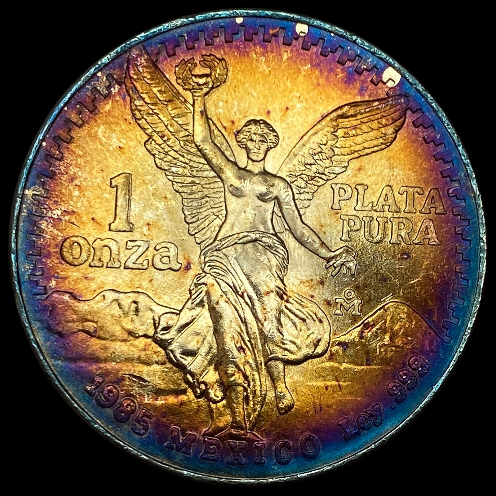 1985 Toned Mexico 1oz Silver Libertad SUPERB GEM BU: 1985 Toned Mexico 1oz Silver Libertad SUPERB GEM BU