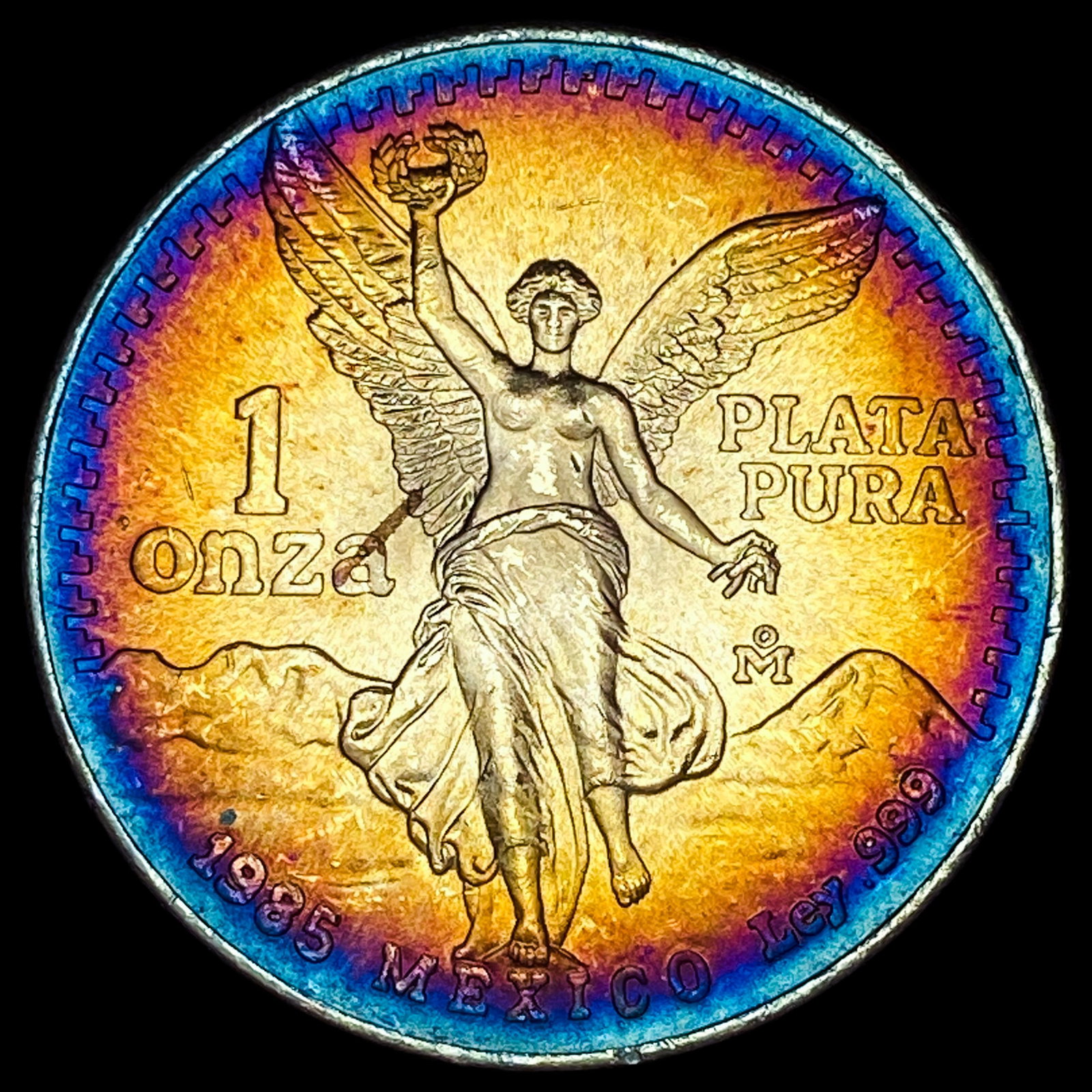 1985 Toned Mexico Silver Libertad SUPERB GEM BU: 1985 Toned Mexico Silver Libertad SUPERB GEM BU