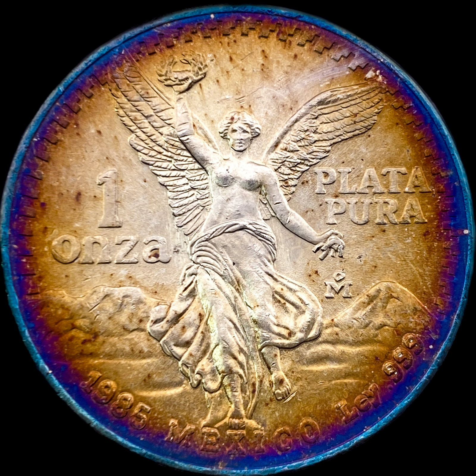 1985 Toned Mexico Silver Libertad SUPERB GEM BU: 1985 Toned Mexico Silver Libertad SUPERB GEM BU