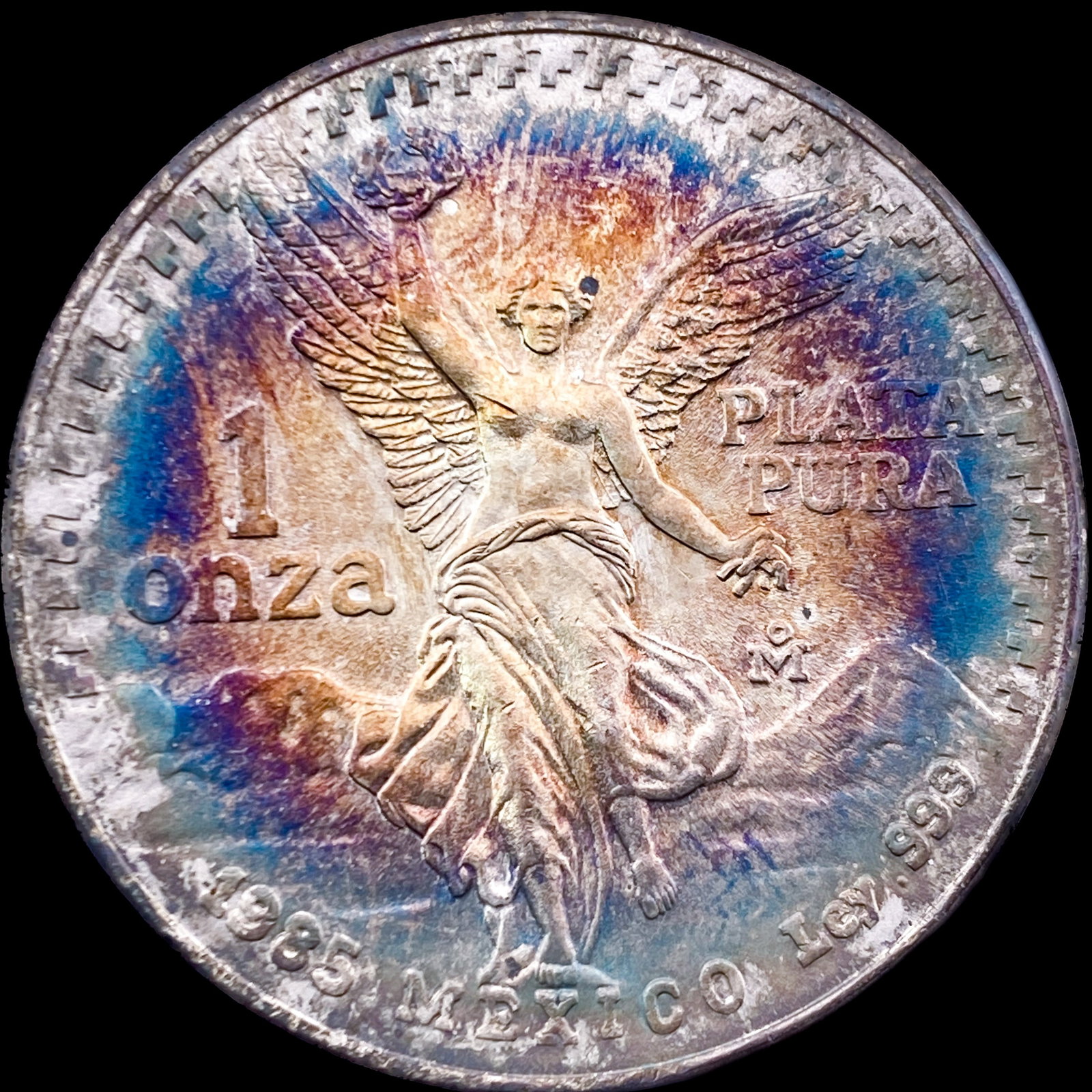 1985 Toned Mexico Silver Libertad SUPERB GEM BU: 1985 Toned Mexico Silver Libertad SUPERB GEM BU