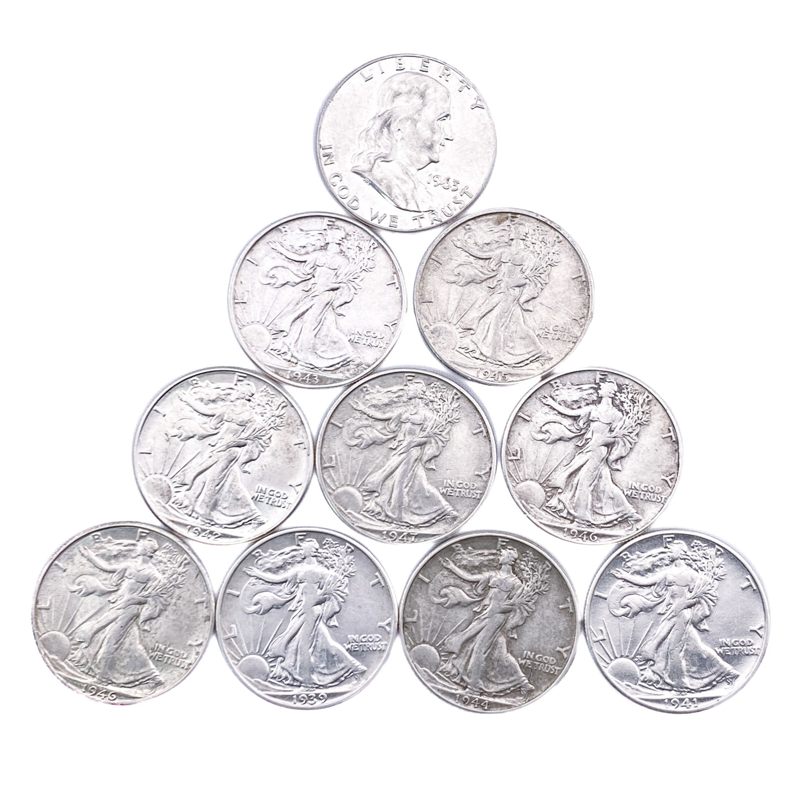 [10 Coins] 1939-1963 50C Franklin & Waling Lib.: [10 Coins] 1939-1963 50C Franklin & Waling Lib.