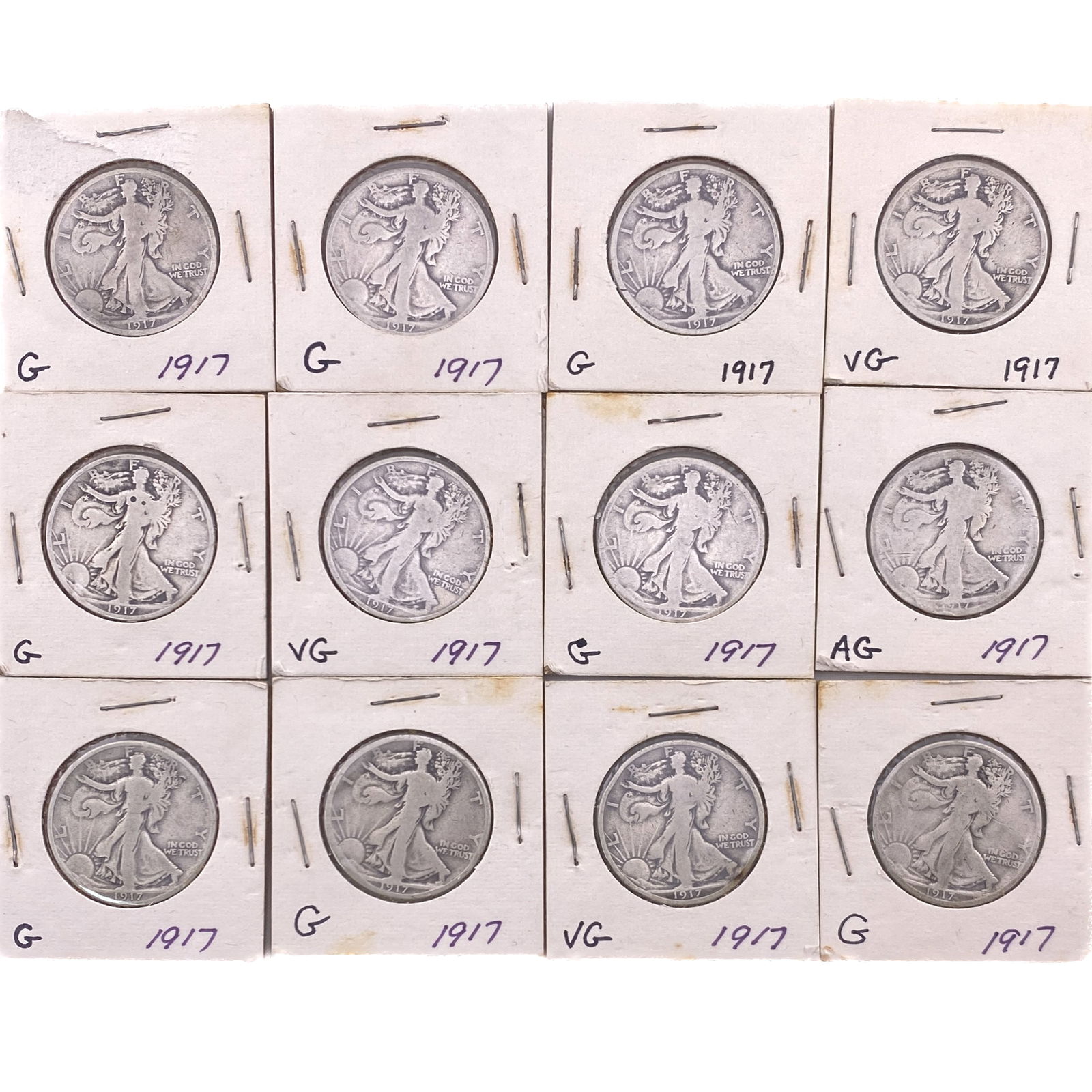 [12 Coins] 1917 Walking Liberty Half Dollar (1 of 2)