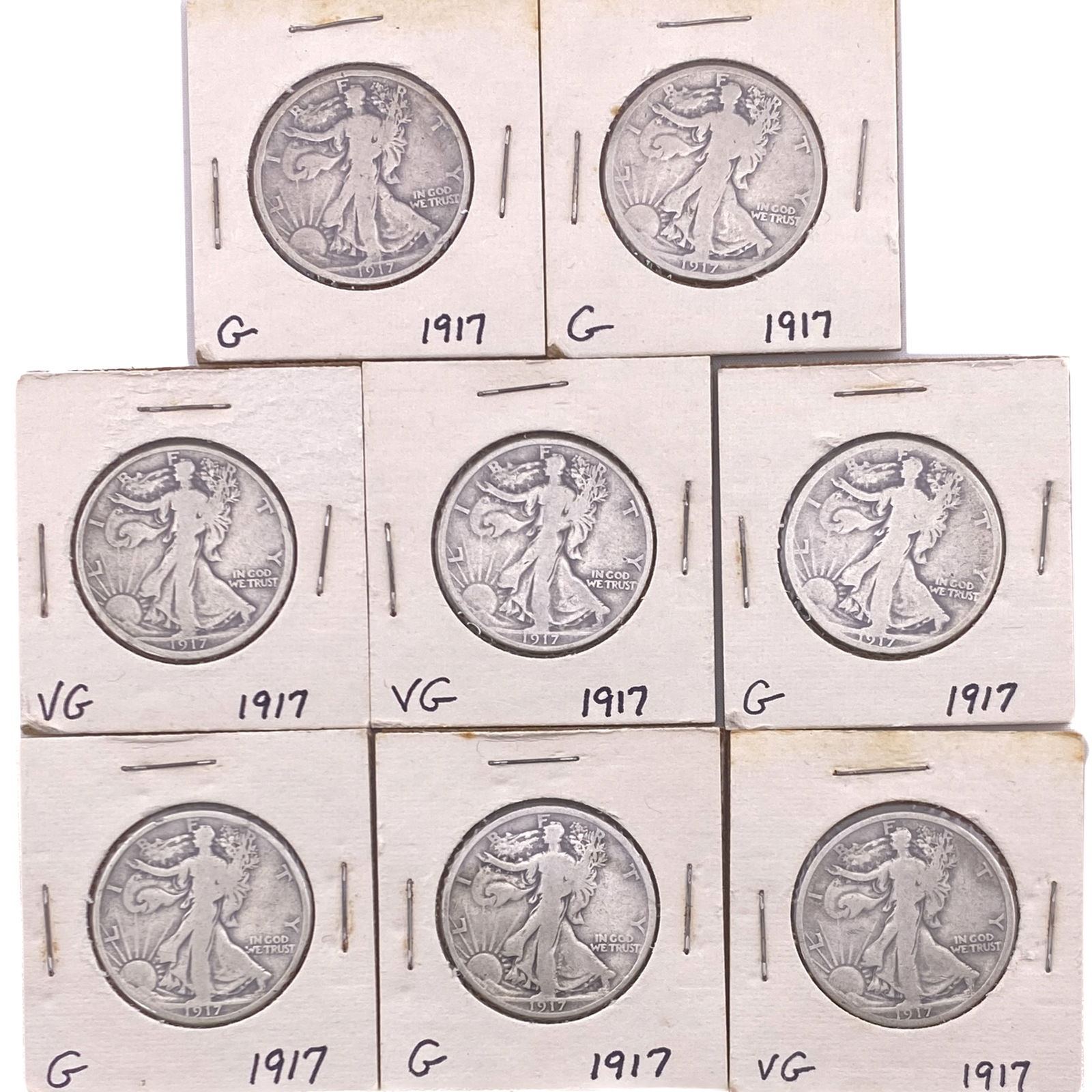 [8 Coins] 1917 Walking Liberty Half Dollar (1 of 2)