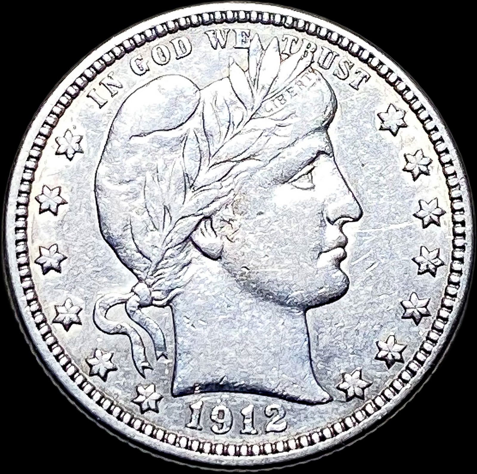 1912-S Silver Barber Quarter NEARLY  UNCIRCULATED (1 of 2)