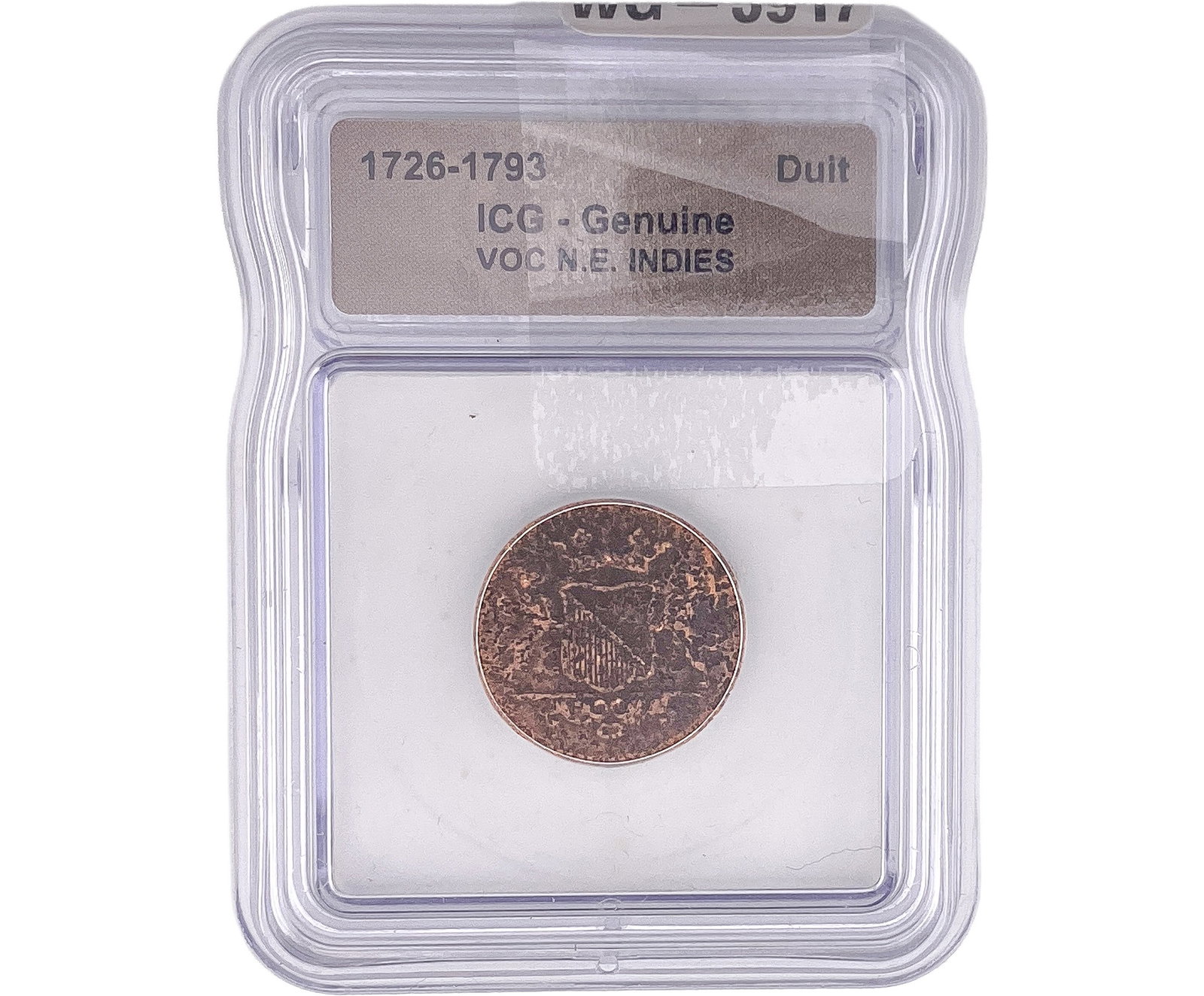 1726-1793 VOC N.E. INDIES Duit ICG Genuine: 1726-1793 VOC N.E. INDIES Duit ICG Genuine