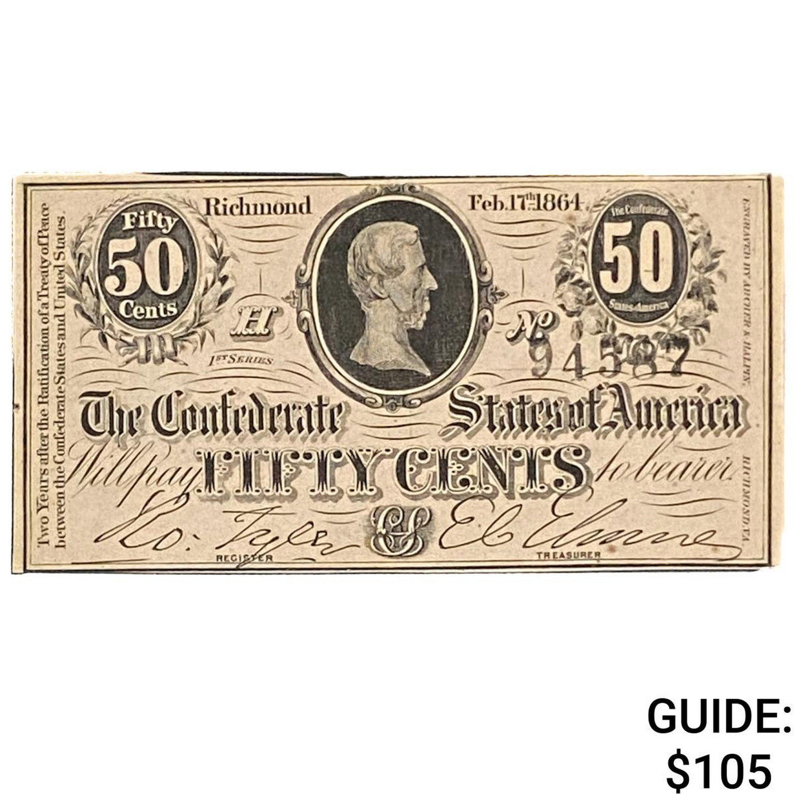 1864 50C Confederate States Of America: 1864 50C Confederate States Of America